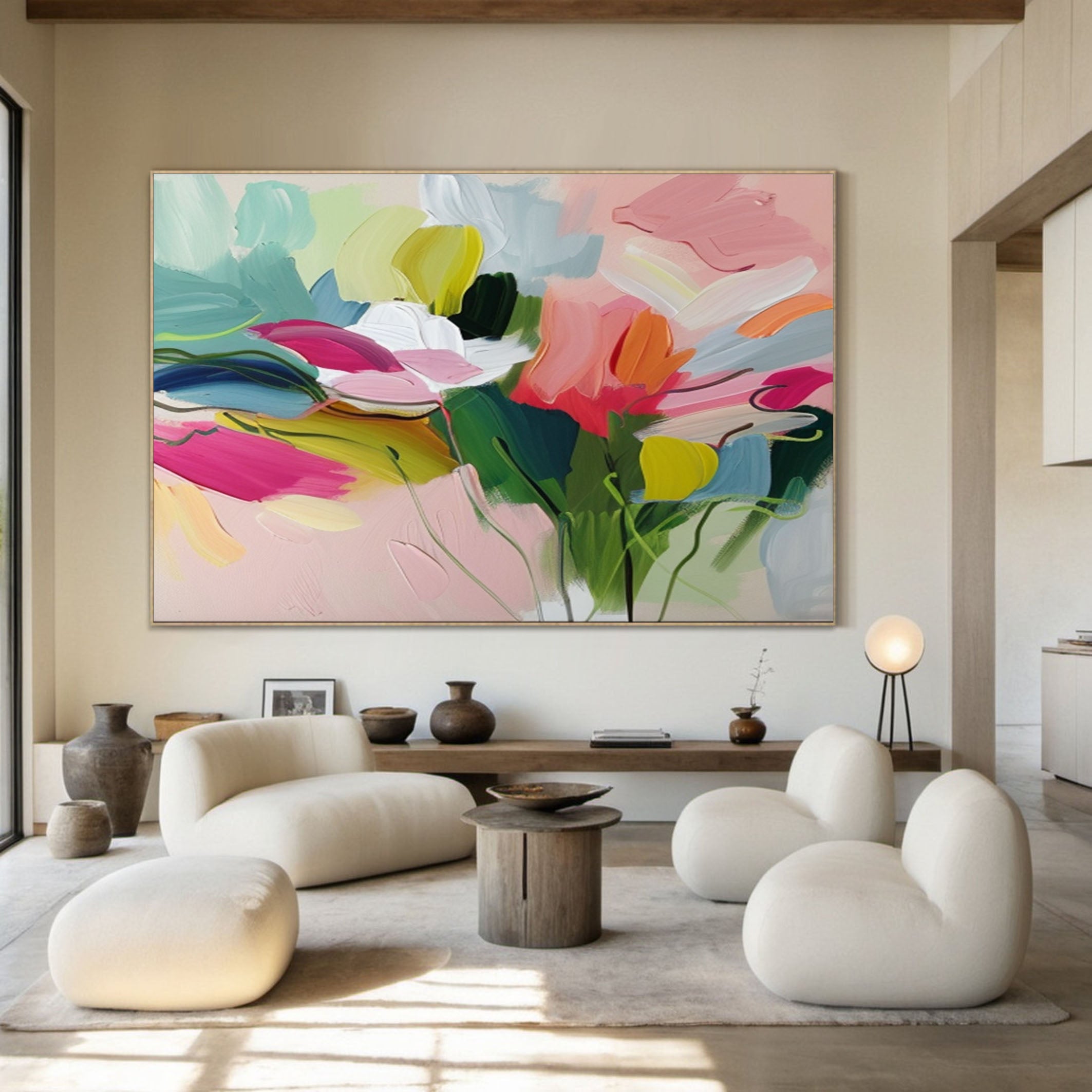 Exotic Bloom Abstract Art Bright Floral Canvas #FT 014