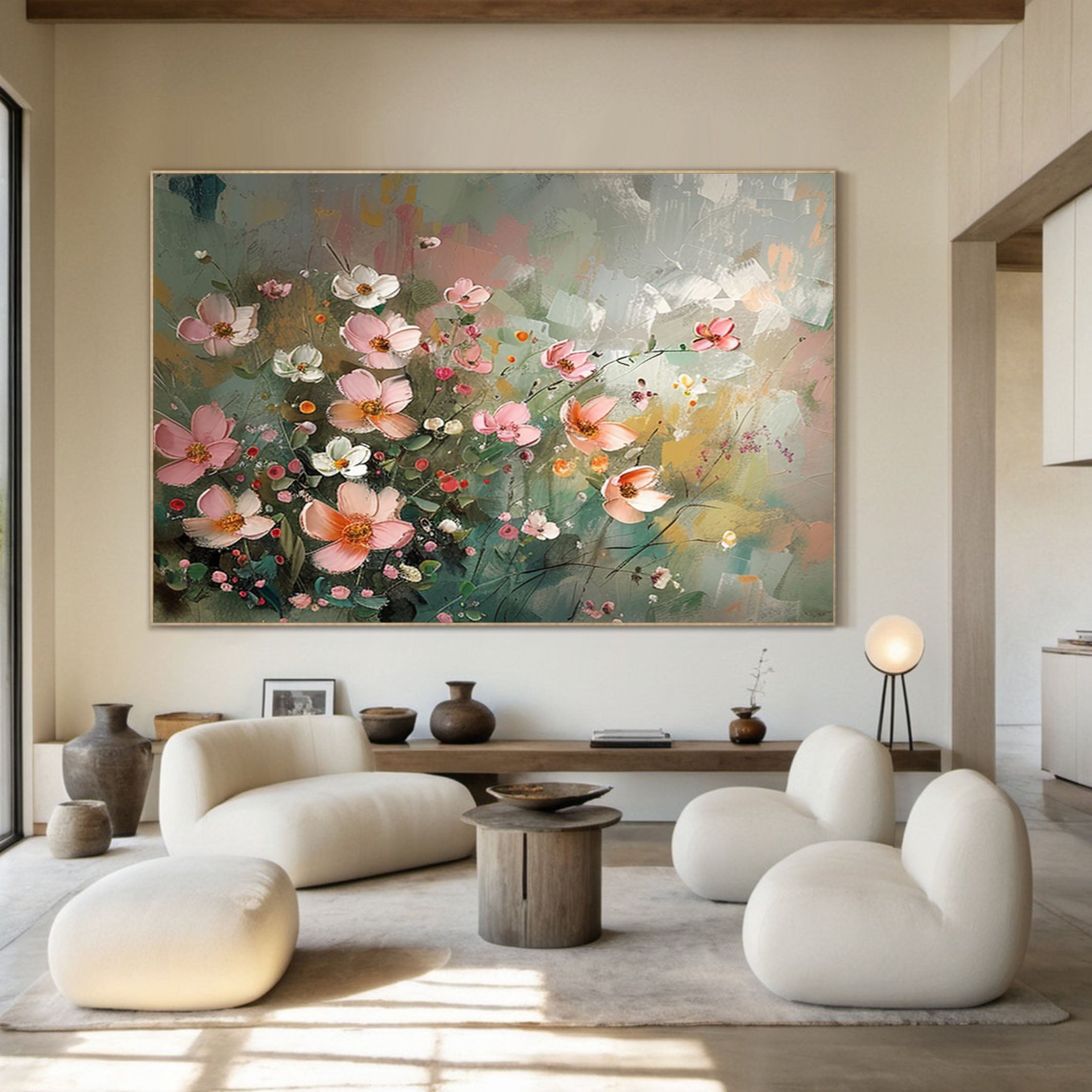 Summer Flowers Abstract Painting Bright Wall Decor #FT 012