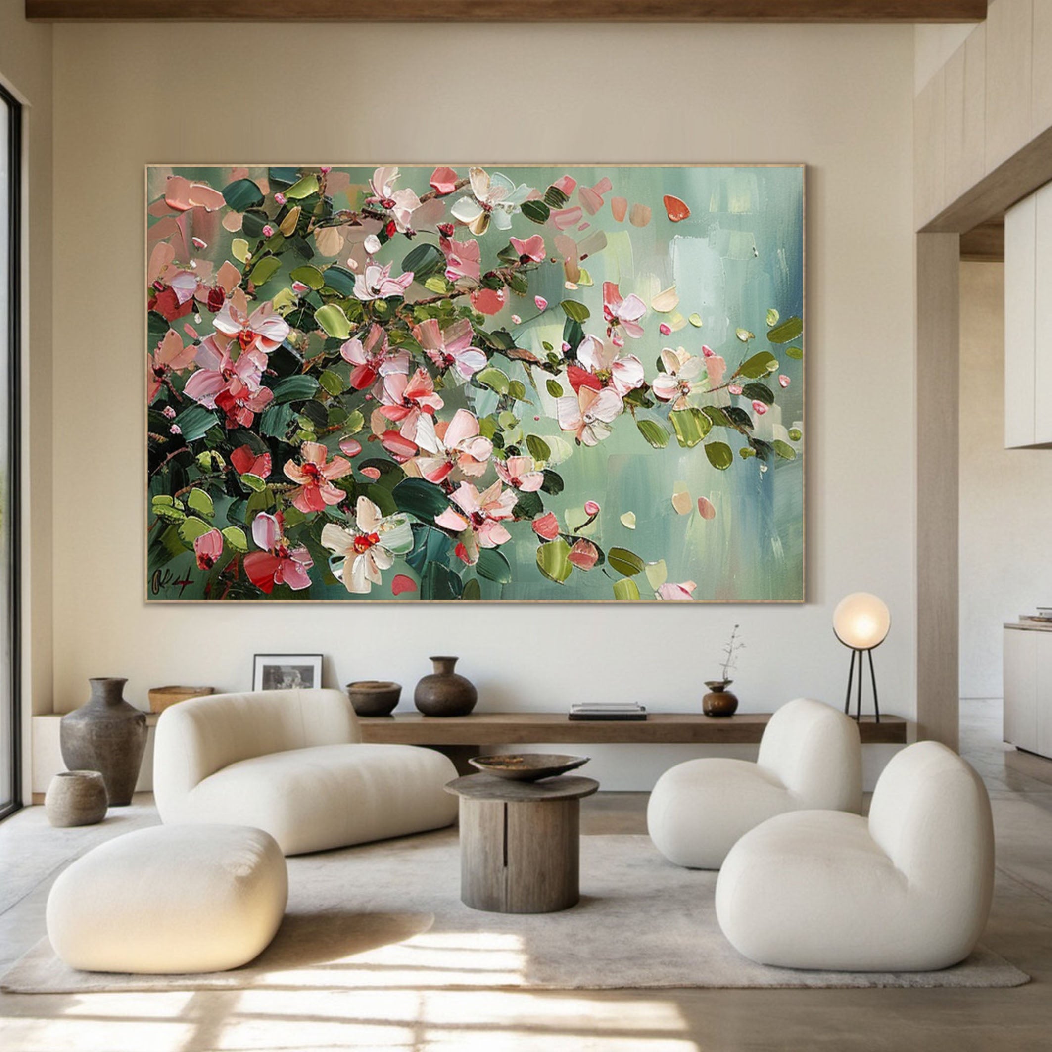 Summer Flowers Abstract Painting Bright Wall Decor #FT 010