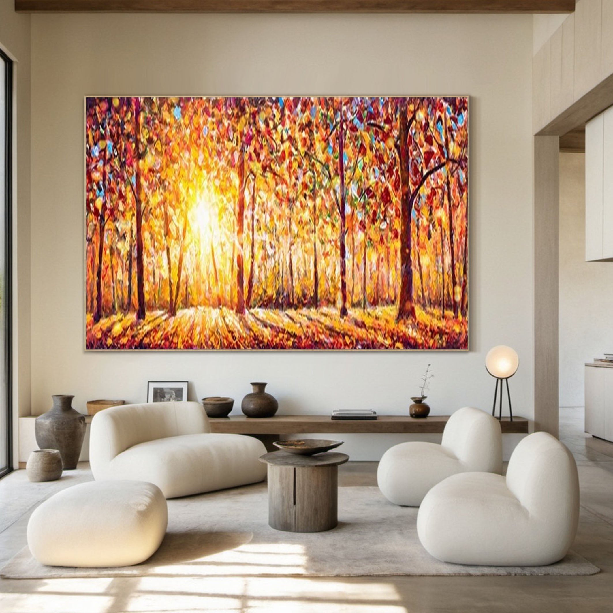 Autumn Whisper Large Colorful Forest Landscape Art #FT 041