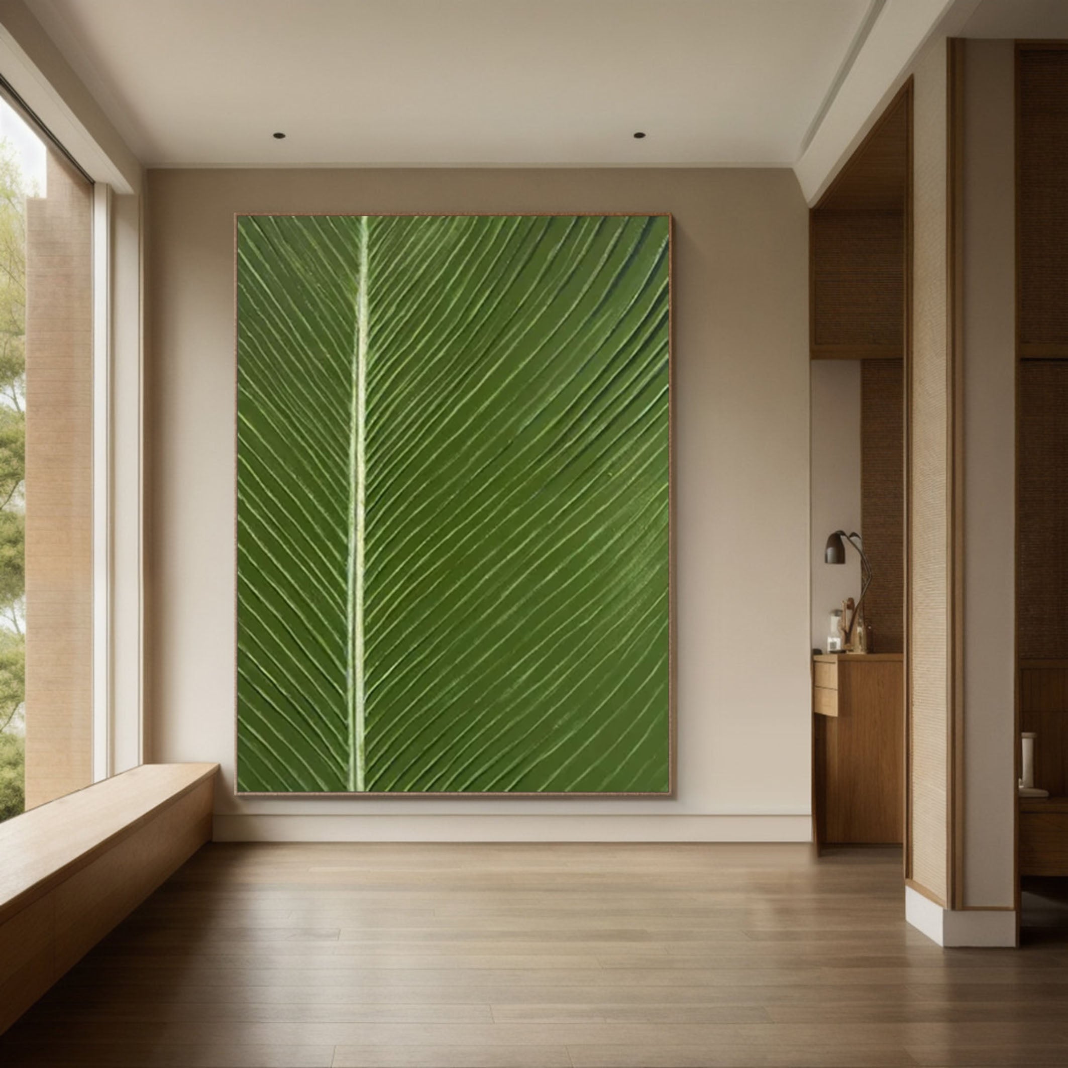 Green Leaf Abstract Art Botanical Wall Decor for Modern Spaces #AP 064