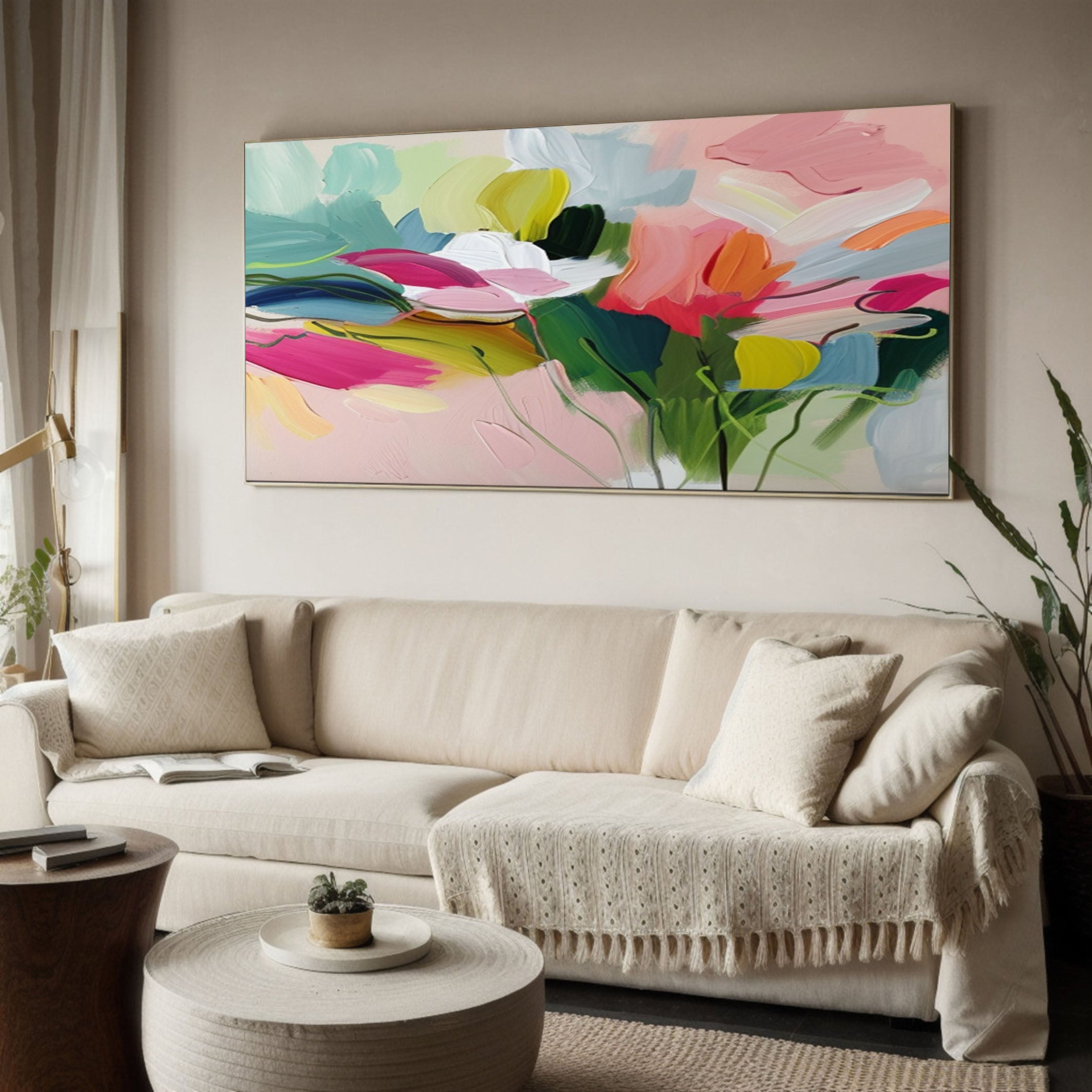 Exotic Bloom Abstract Art Bright Floral Canvas #FT 014