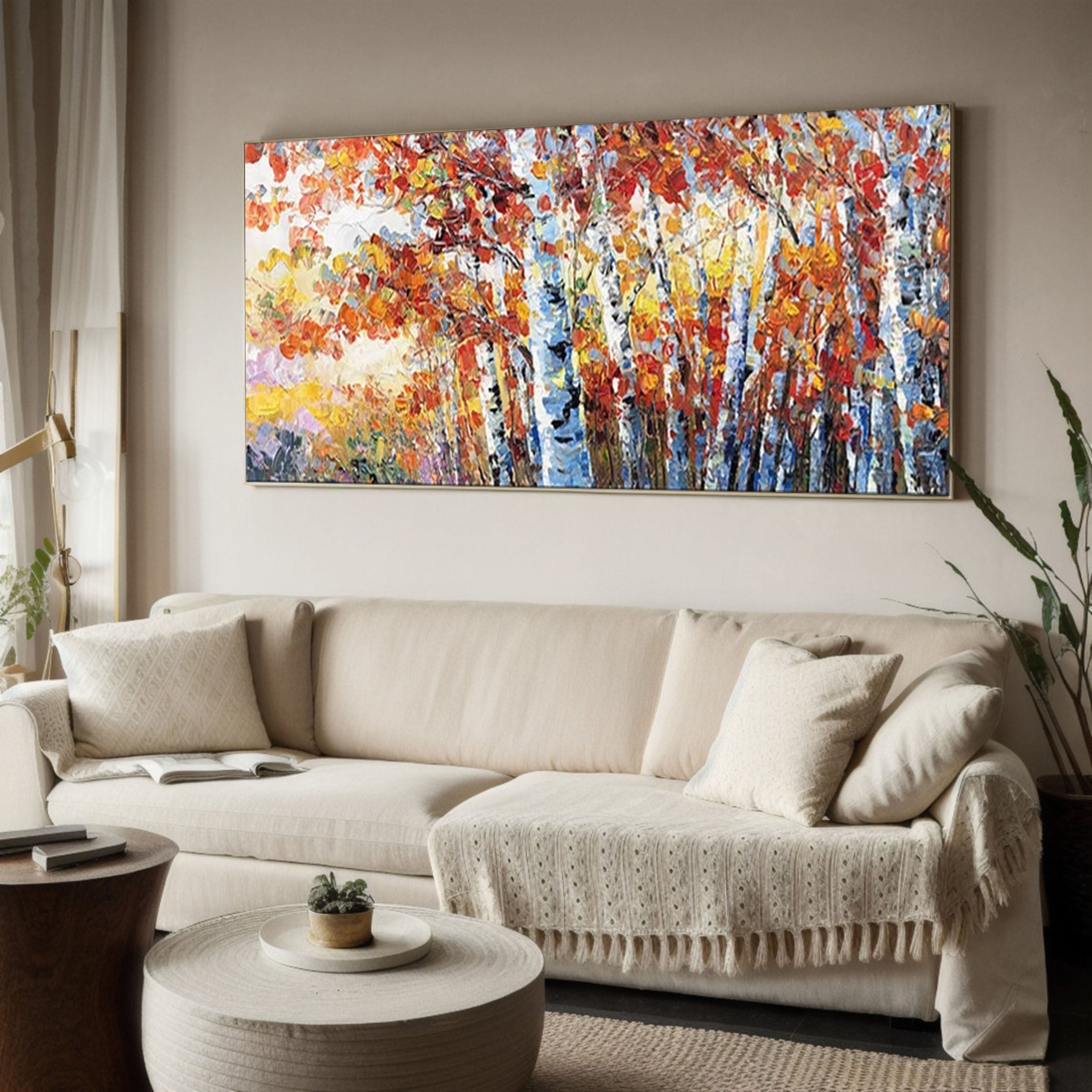 Autumn Whisper Large Colorful Forest Landscape Art #FT 042