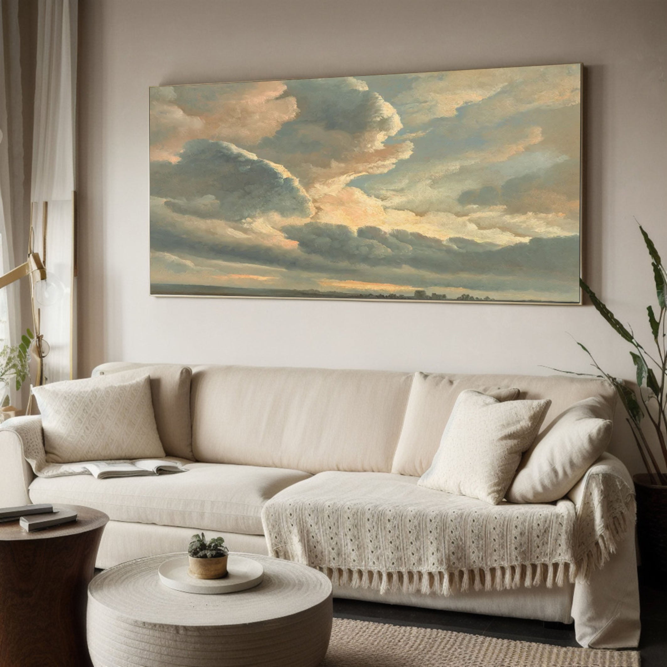 Expansive Sky Oil Painting Majestic Clouds Art for Home Decor #OS 054