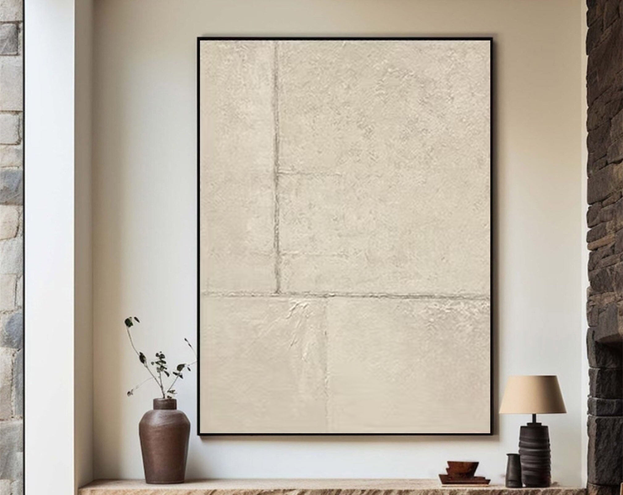 Handcrafted Neutral Abstract Painting Minimalist Decor #MMA 178