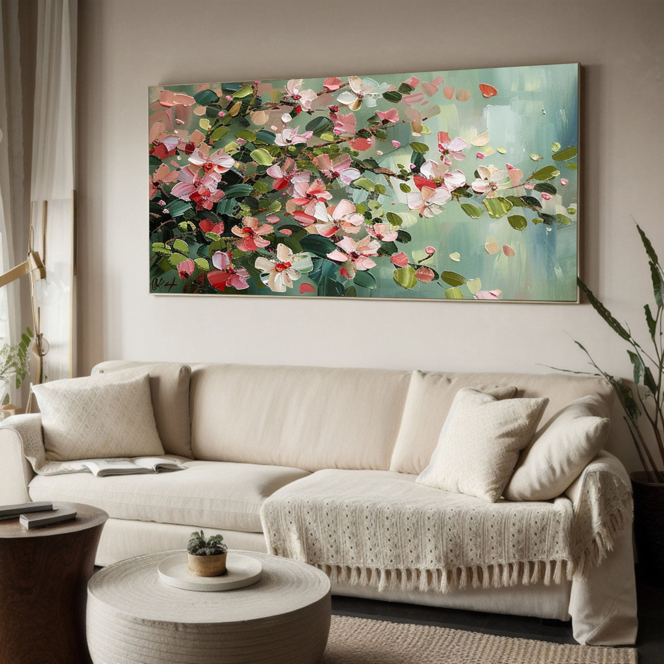 Summer Flowers Abstract Painting Bright Wall Decor #FT 010