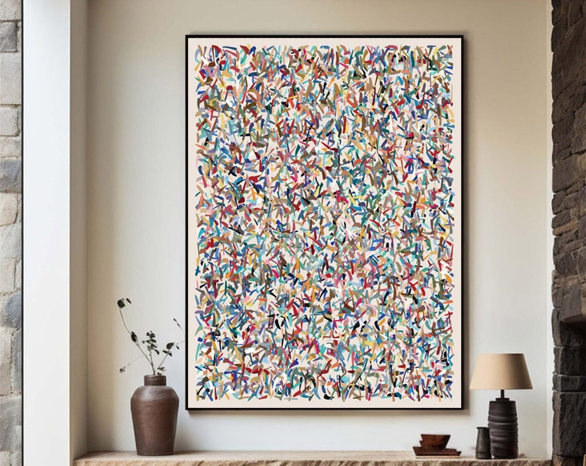 Intricate Chaos Abstract Colorful Canvas Wall Art #AP 048