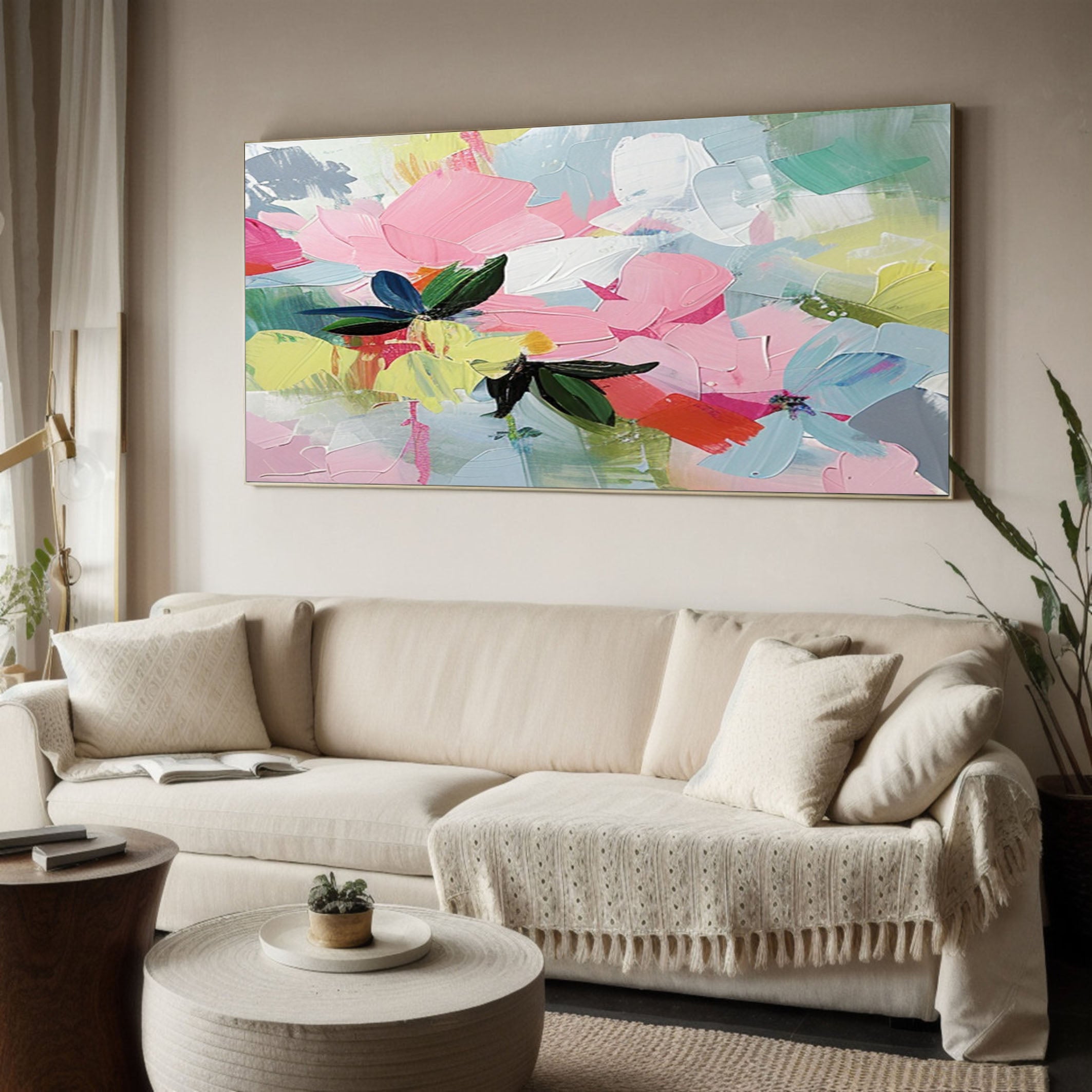 Exotic Bloom Abstract Art Bright Floral Canvas #FT 013