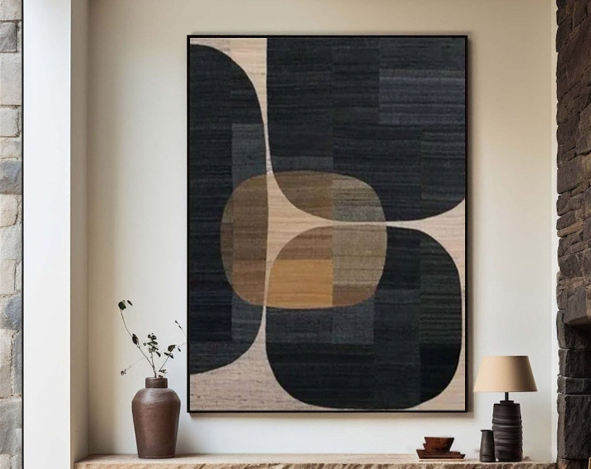 Geometric Abstract Canvas Wabi-Sabi Inspired Wall Decor  #MMA 180