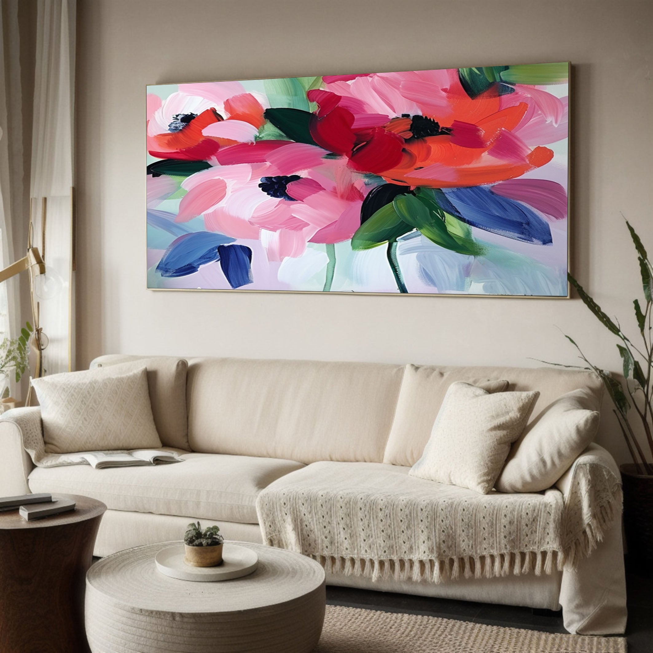 Exotic Bloom Abstract Art Bright Floral Canvas #FT 015