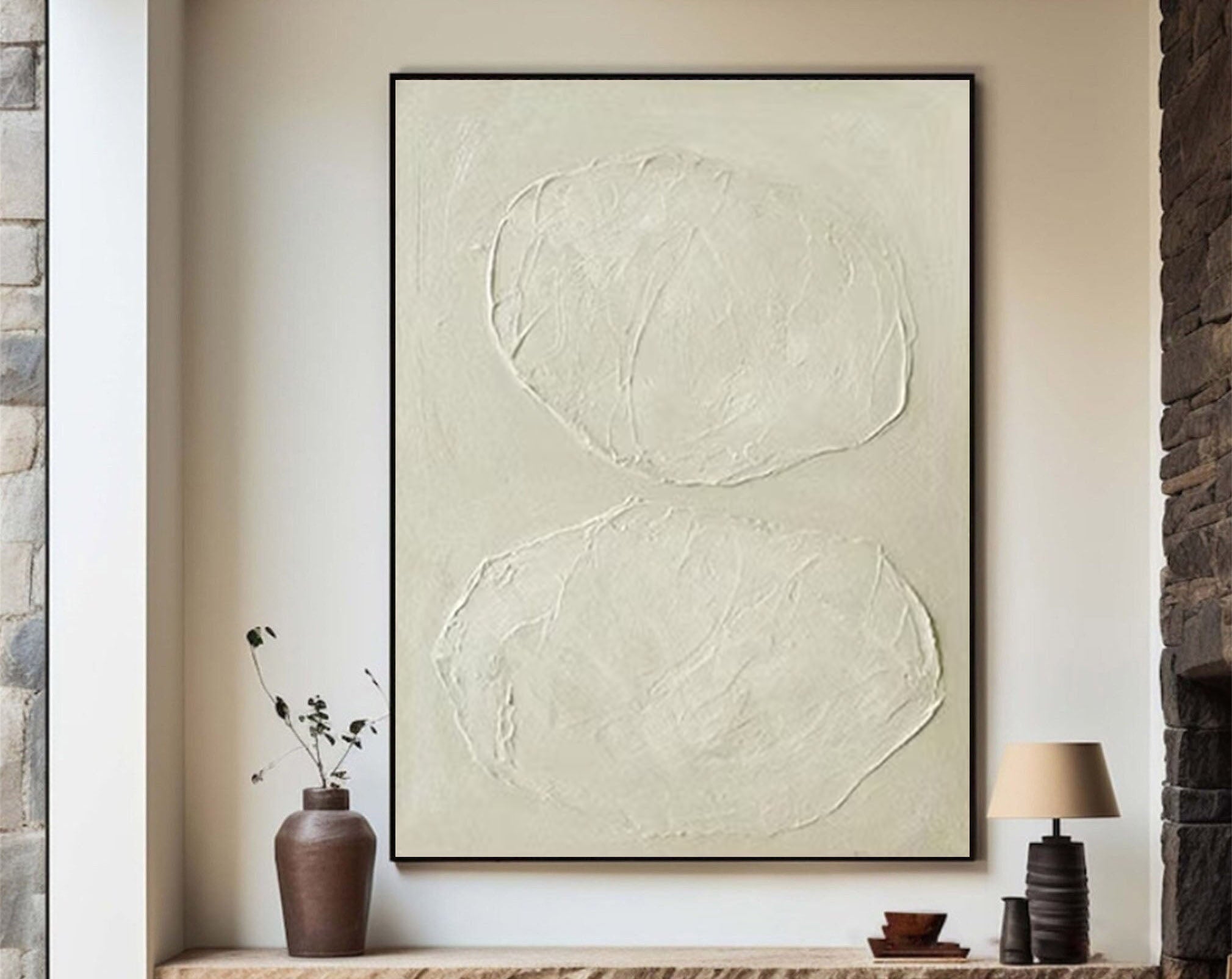 Handcrafted Neutral Abstract Painting Minimalist Decor #MMA 182