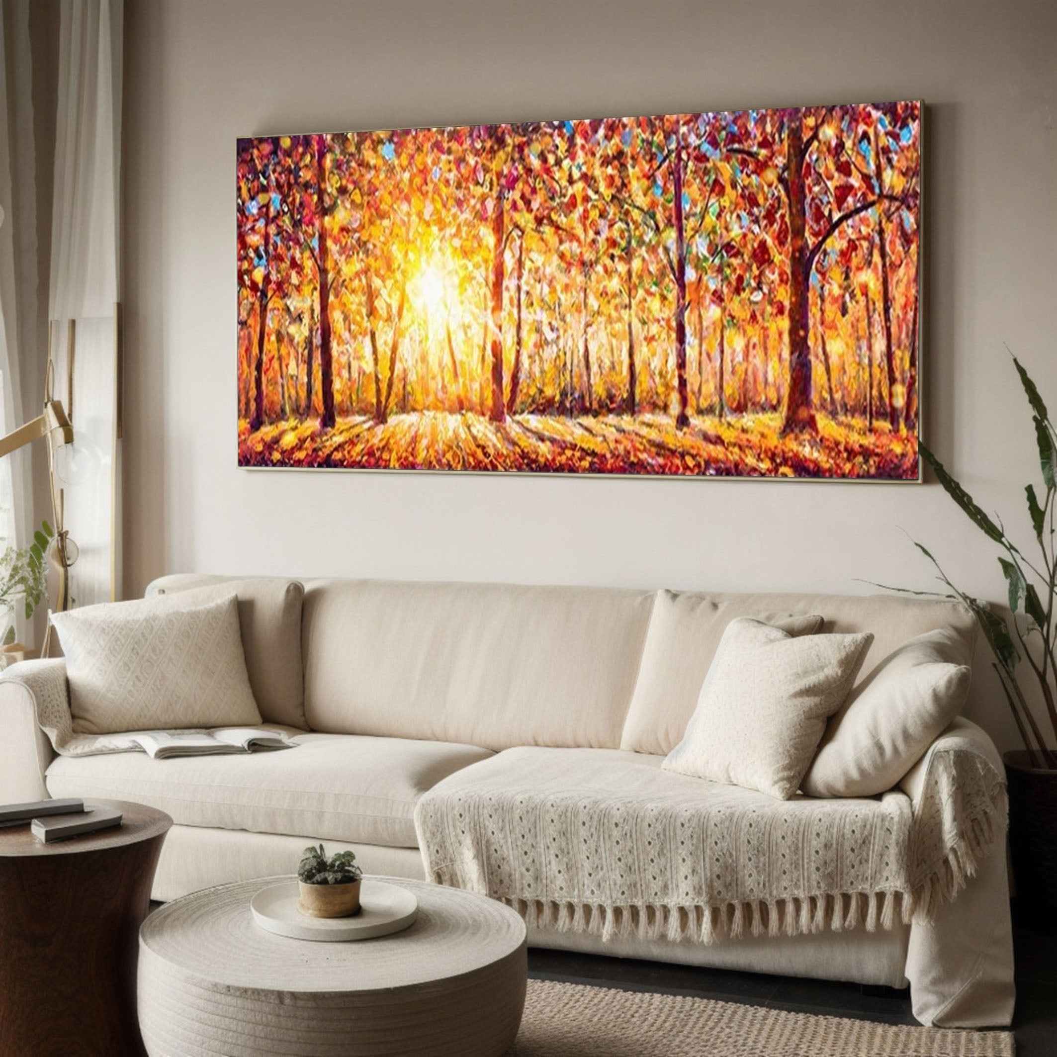 Autumn Whisper Large Colorful Forest Landscape Art #FT 041