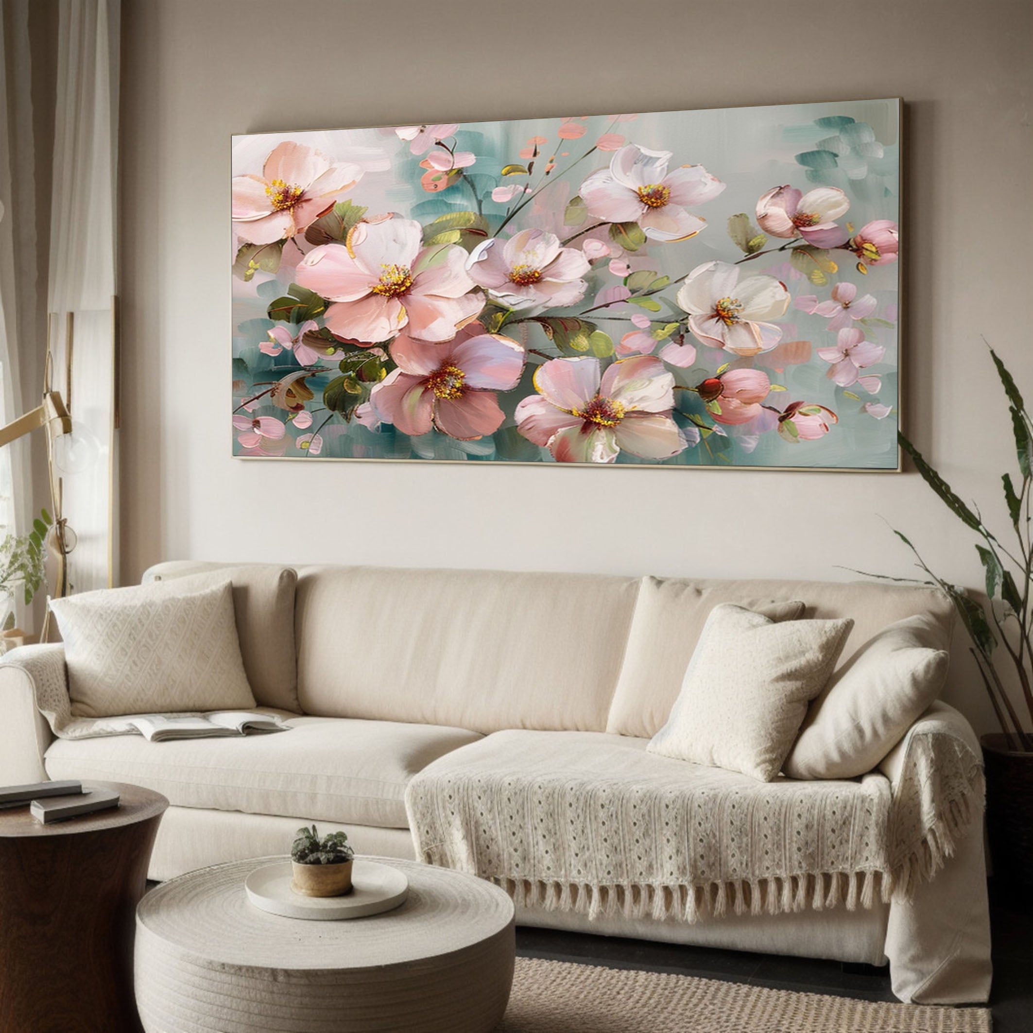 Summer Flowers Abstract Painting Bright Wall Decor #FT 011