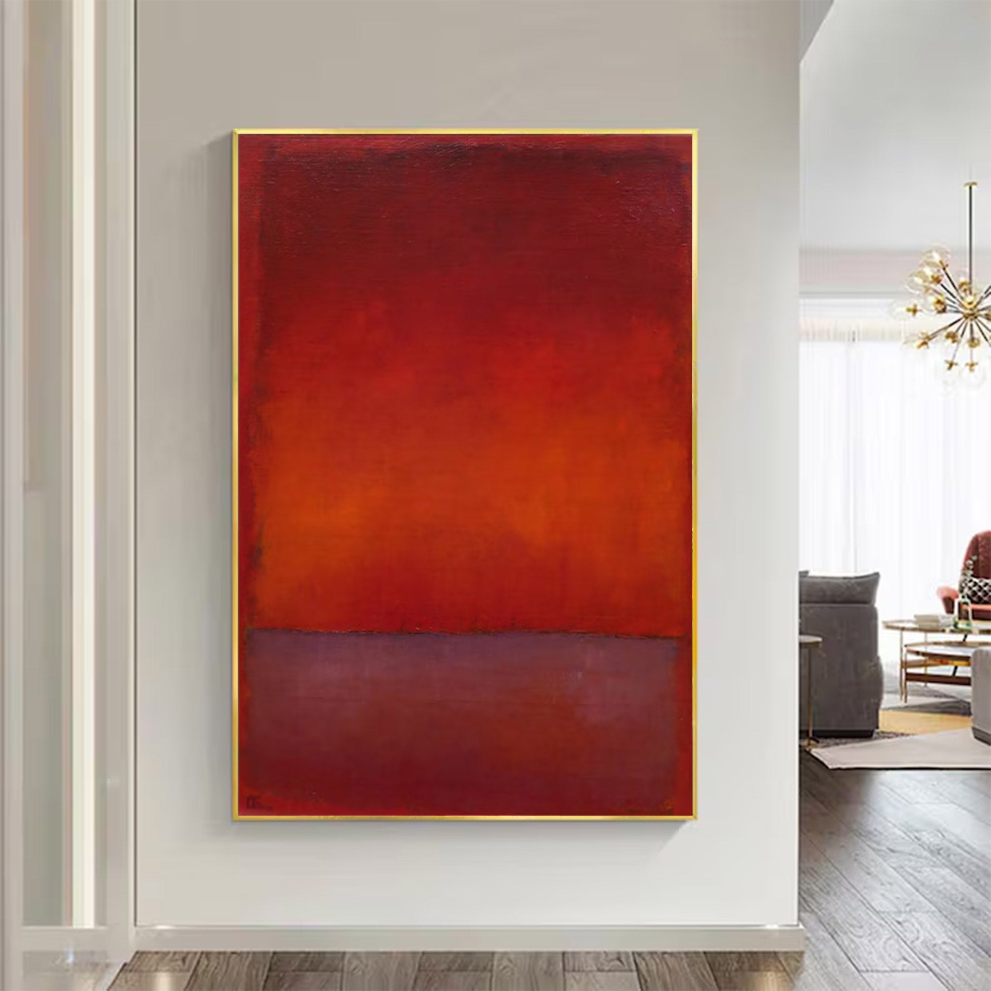 Large Red Color Field Art | KeiraArt #AG 142