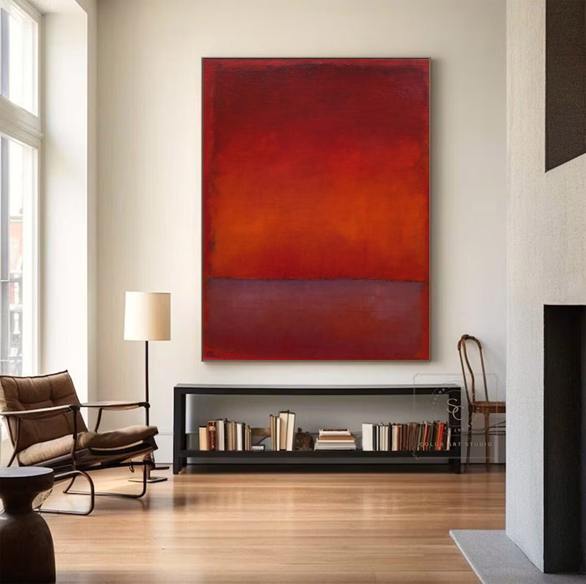 Large Red Color Field Art | KeiraArt #AG 142