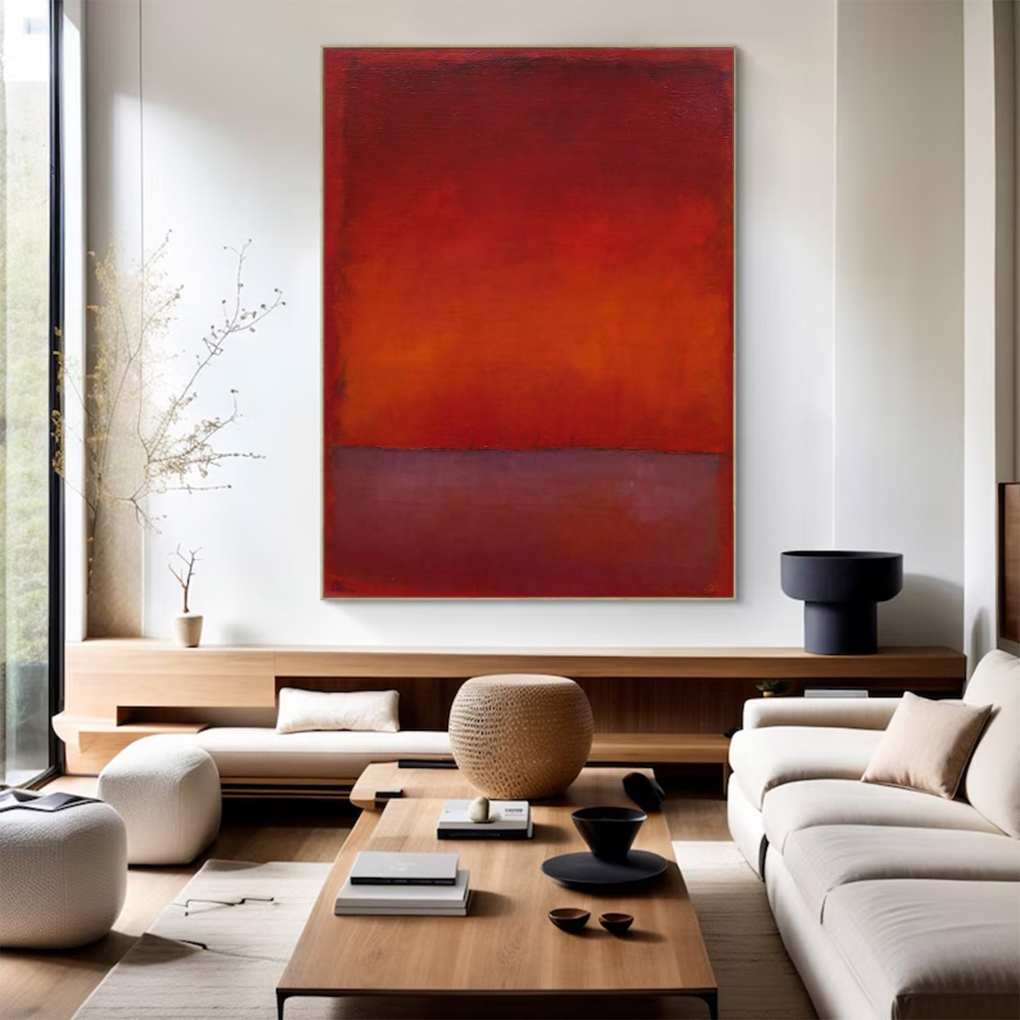 Large Red Color Field Art | KeiraArt #AG 142