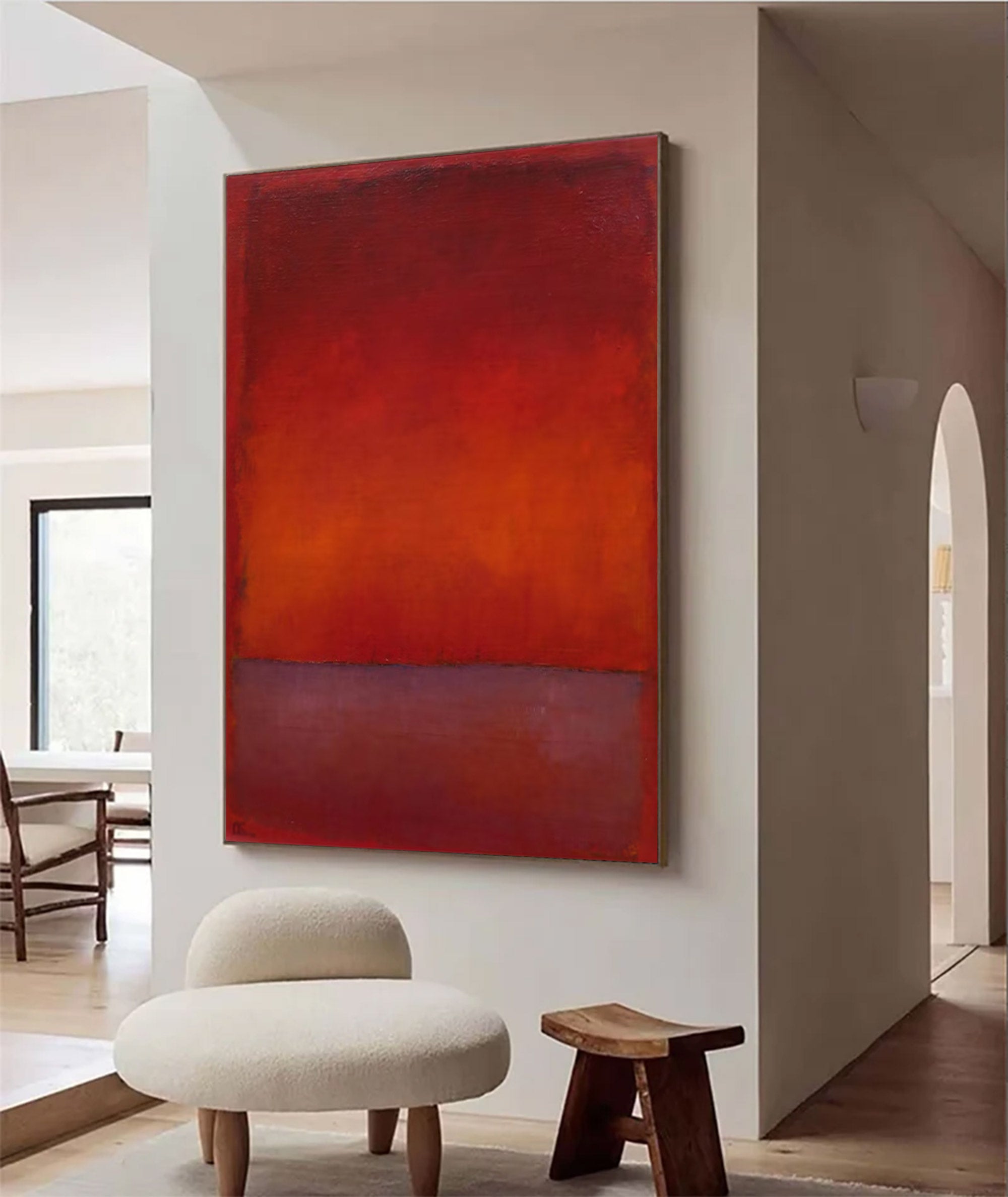 Large Red Color Field Art | KeiraArt #AG 142