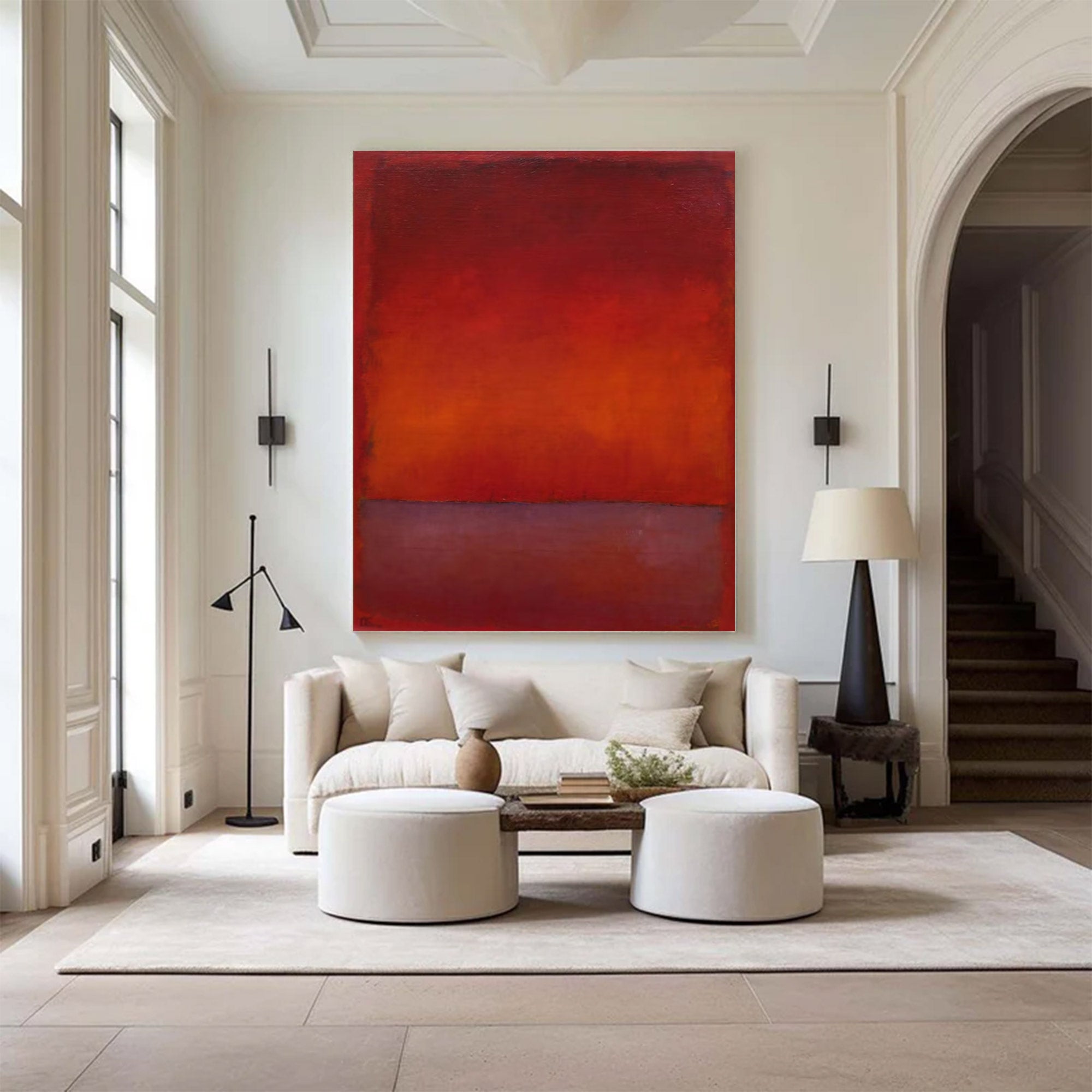 Large Red Color Field Art | KeiraArt #AG 142