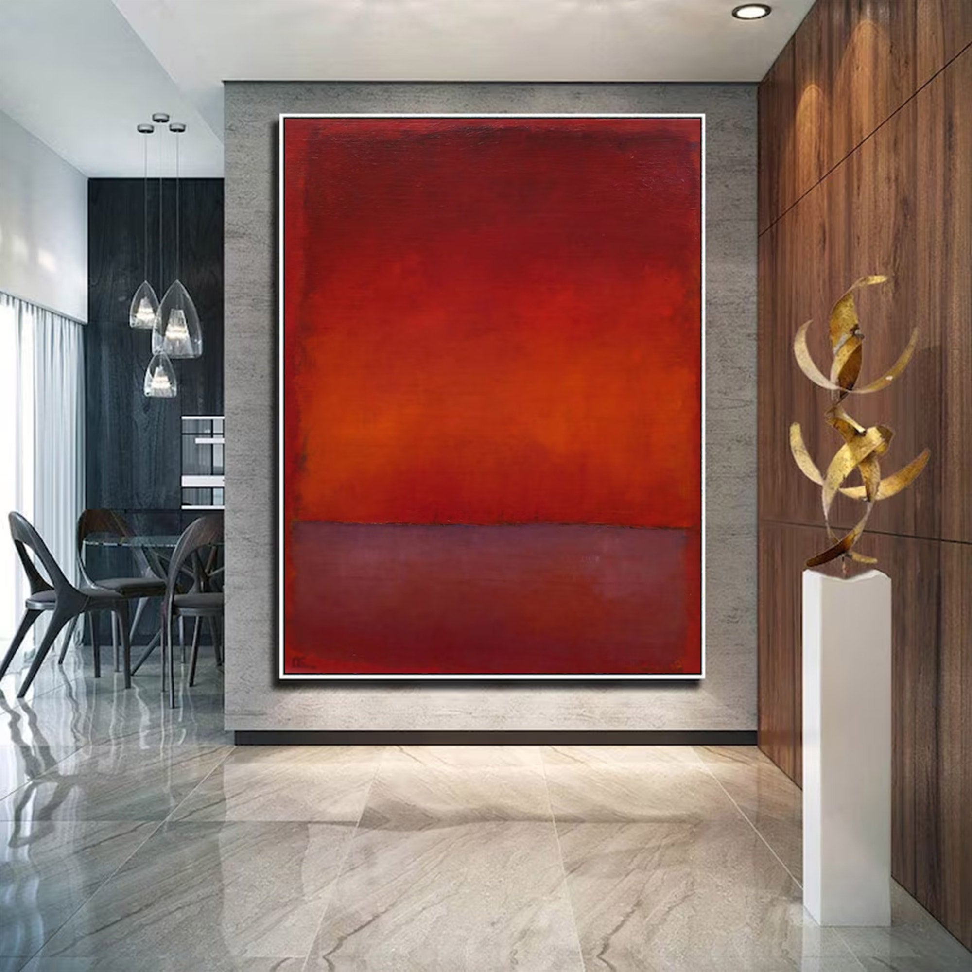 Large Red Color Field Art | KeiraArt #AG 142