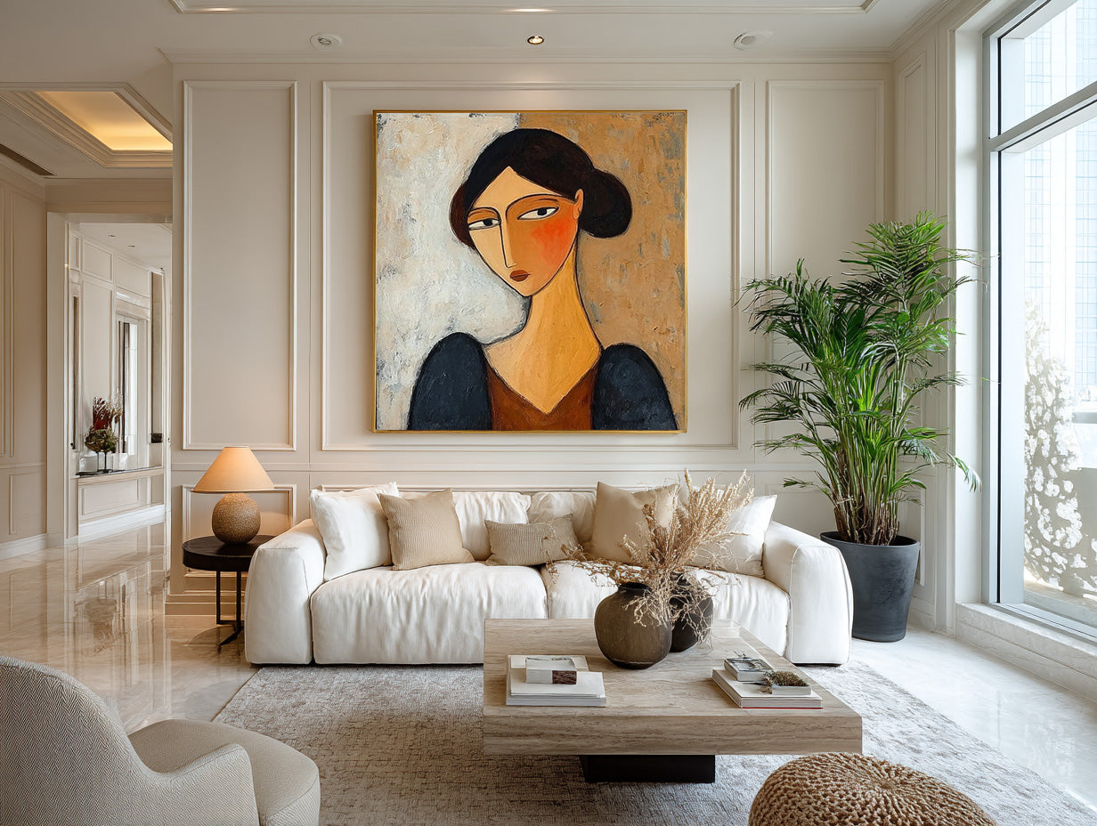 Expressive Abstract Portrait Modern Wall Art  #AG 089