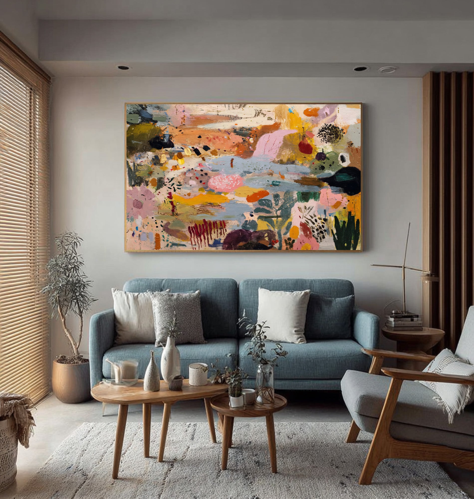 Large Abstract Garden Painting Contemporary Floral Inspired Wall Art 