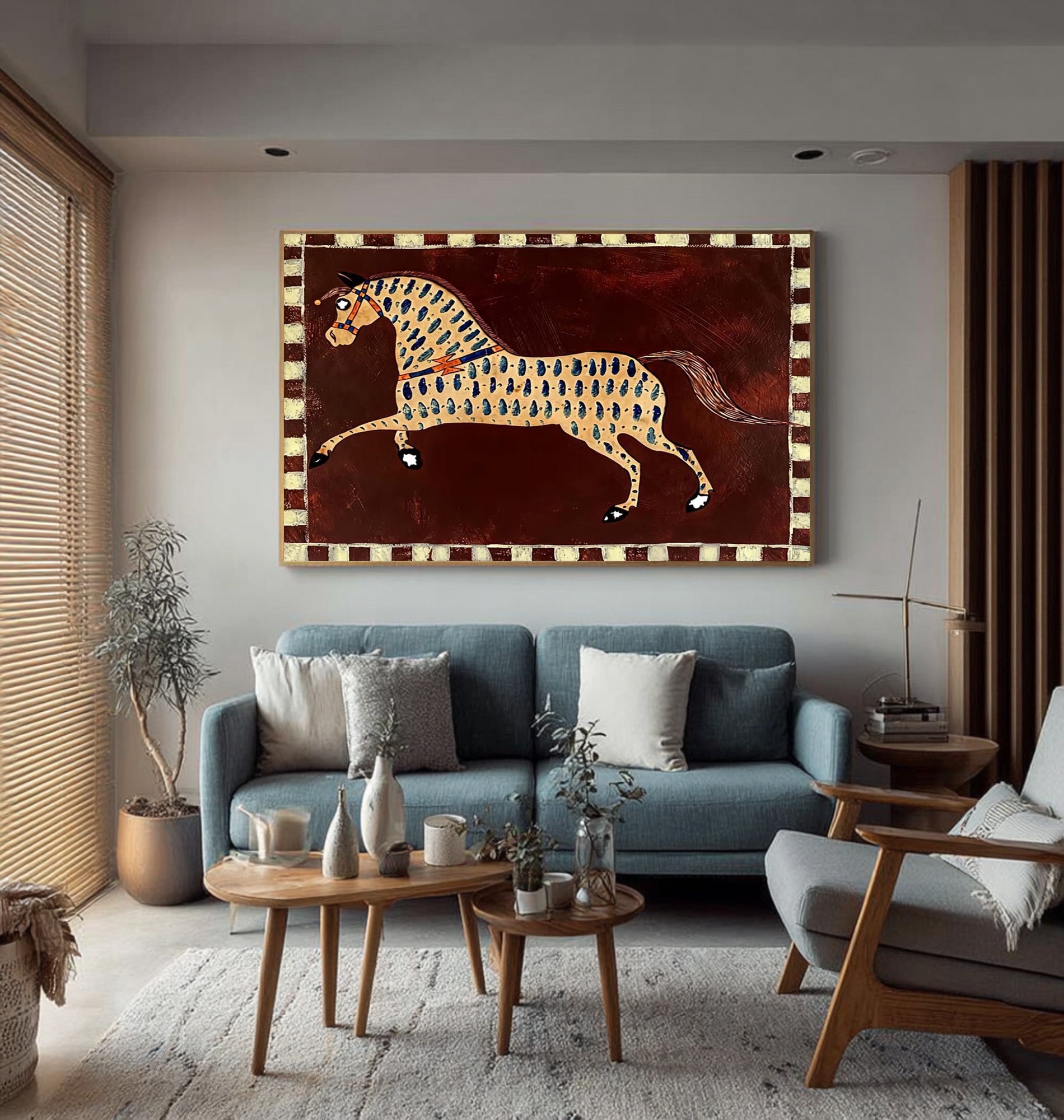 Large Decorative Horse Painting Rustic Contemporary Wall Art | KeiraArt 