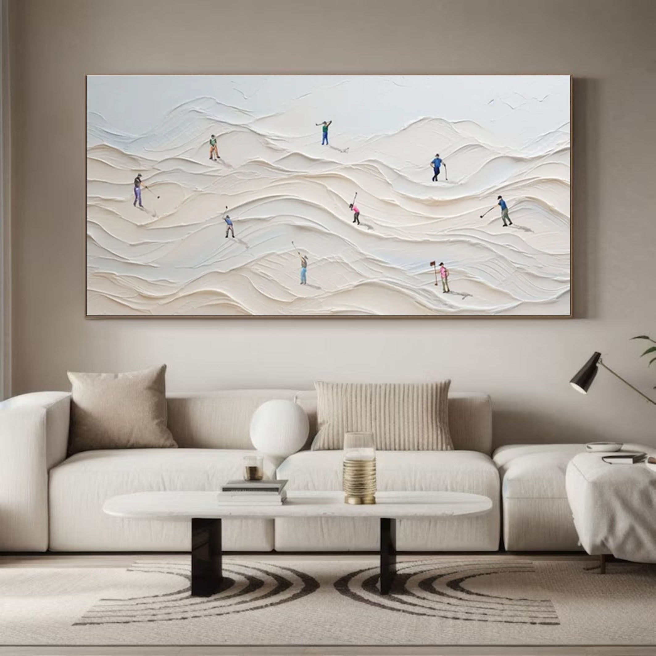 Dune Dance Modern Textured White Wall Art #ASP 009