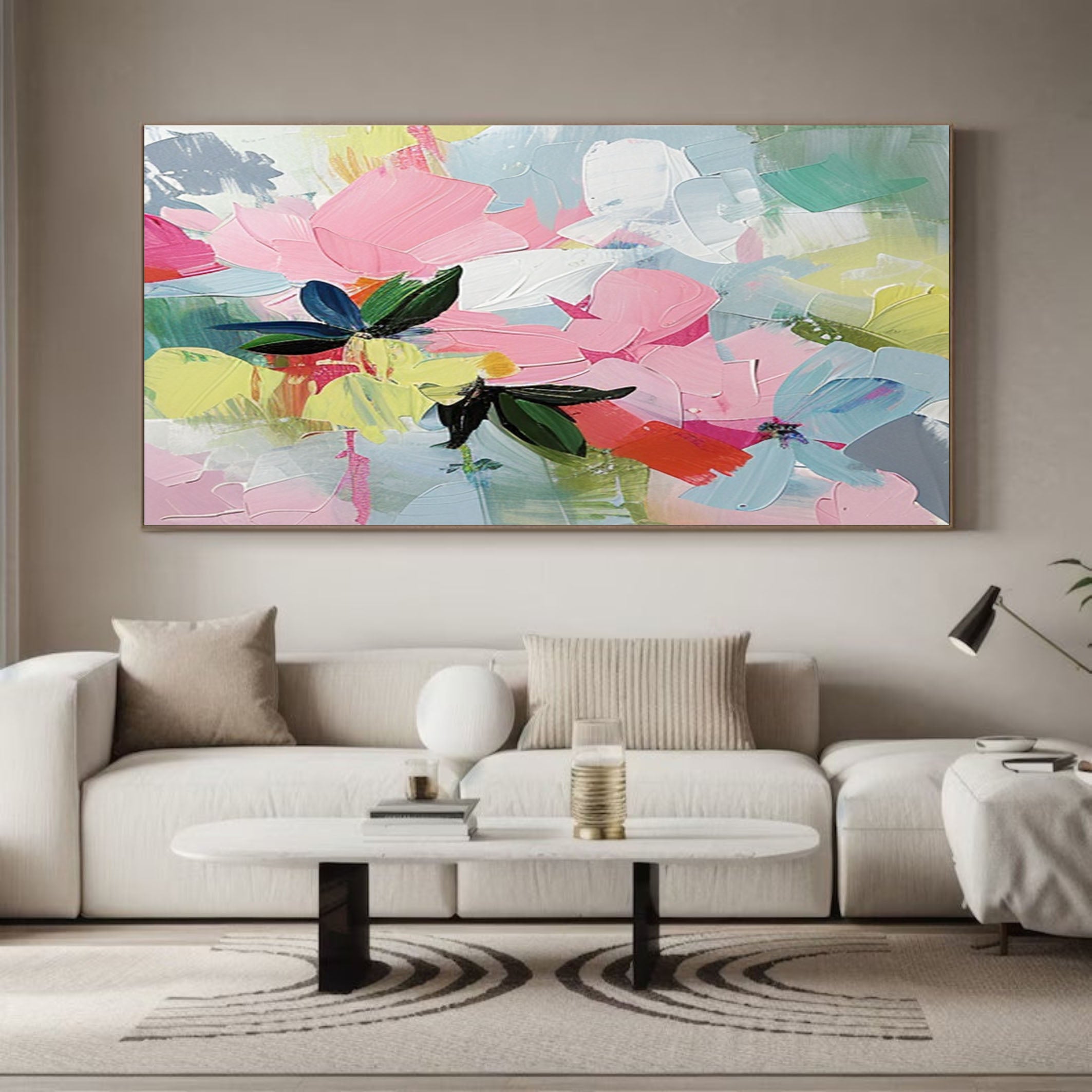 Exotic Bloom Abstract Art Bright Floral Canvas #FT 013