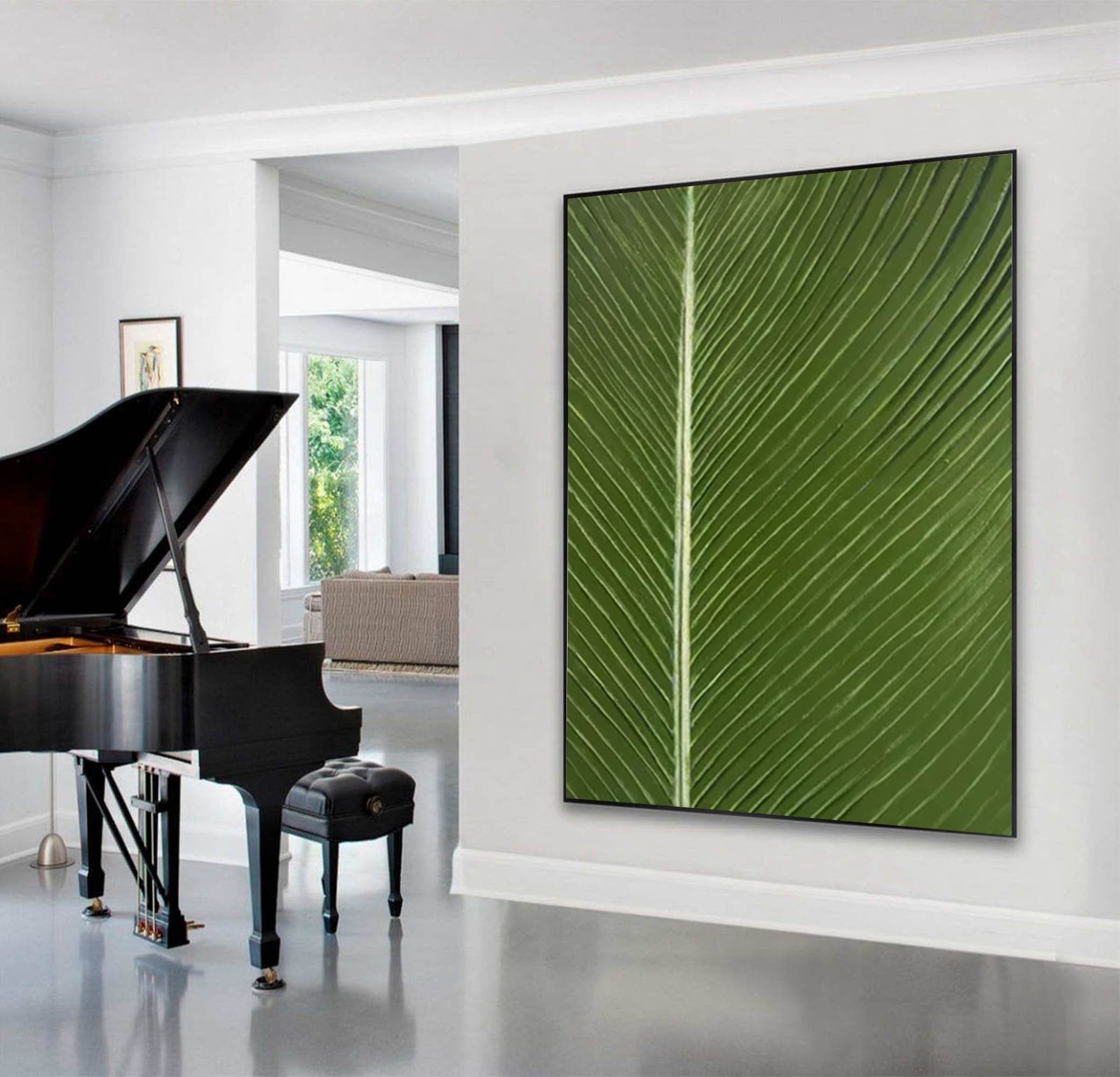 Green Leaf Abstract Art Botanical Wall Decor for Modern Spaces #AP 064