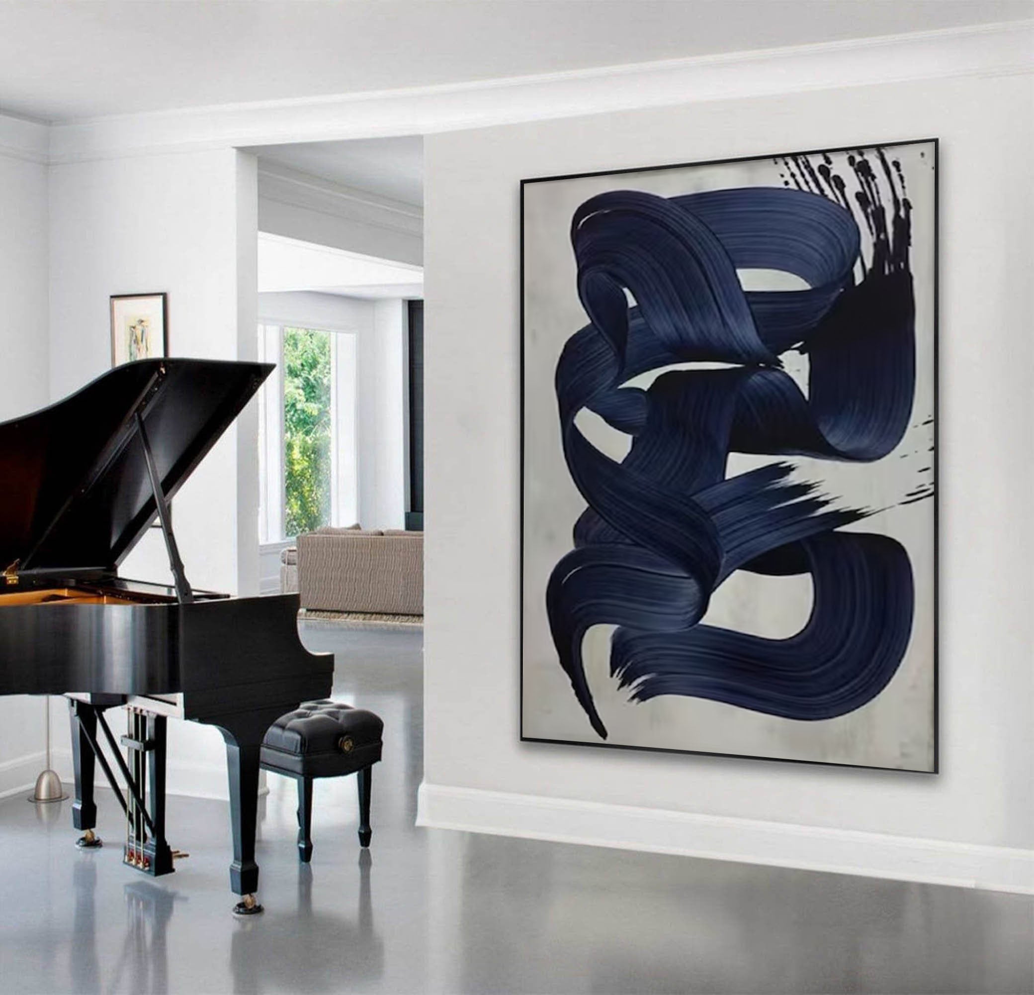 Azure Swoops Modern Abstract Artwork in Blue #MMA 167