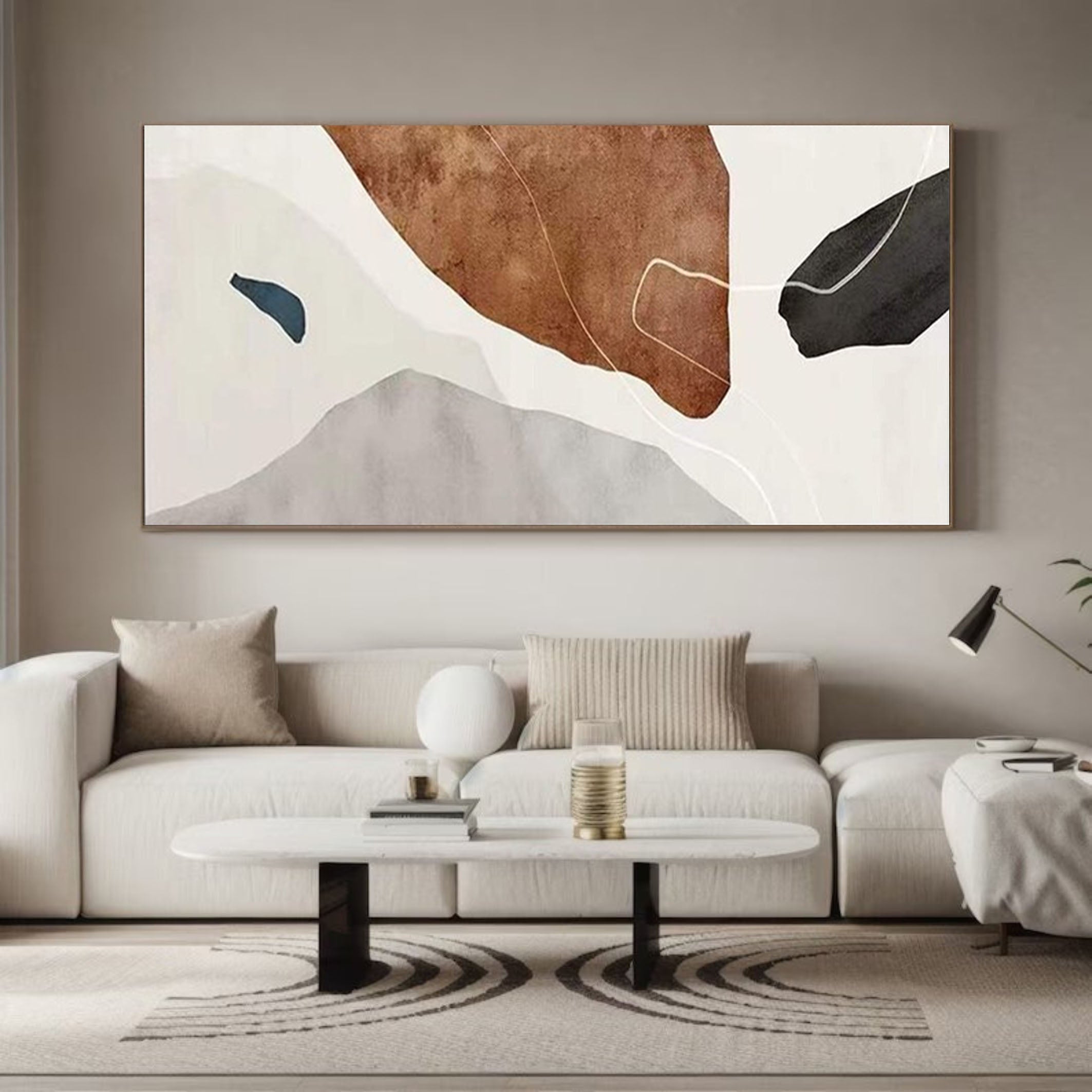 Abstract Geometry Large Neutral Tones Canvas Art #MCP 030