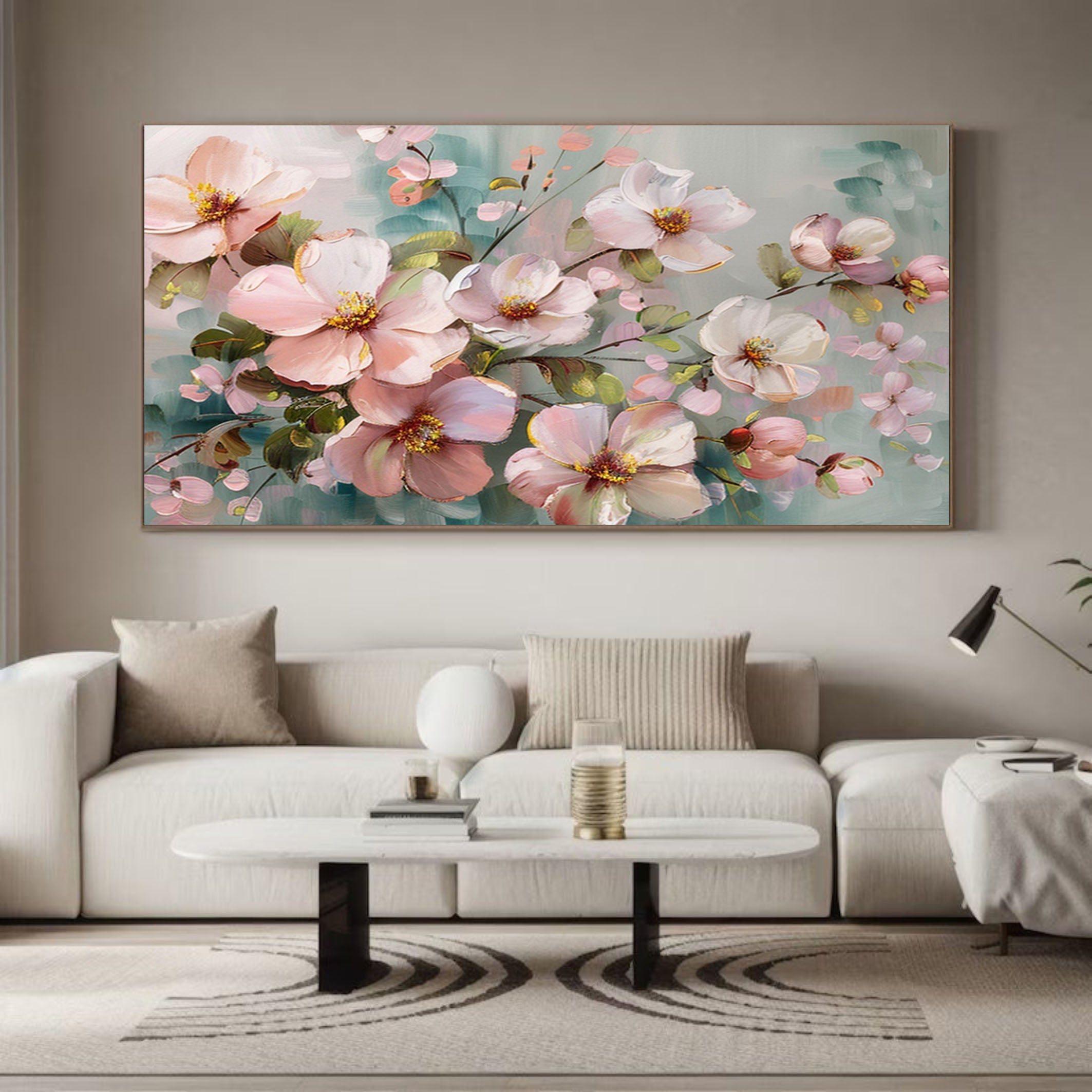 Summer Flowers Abstract Painting Bright Wall Decor #FT 011