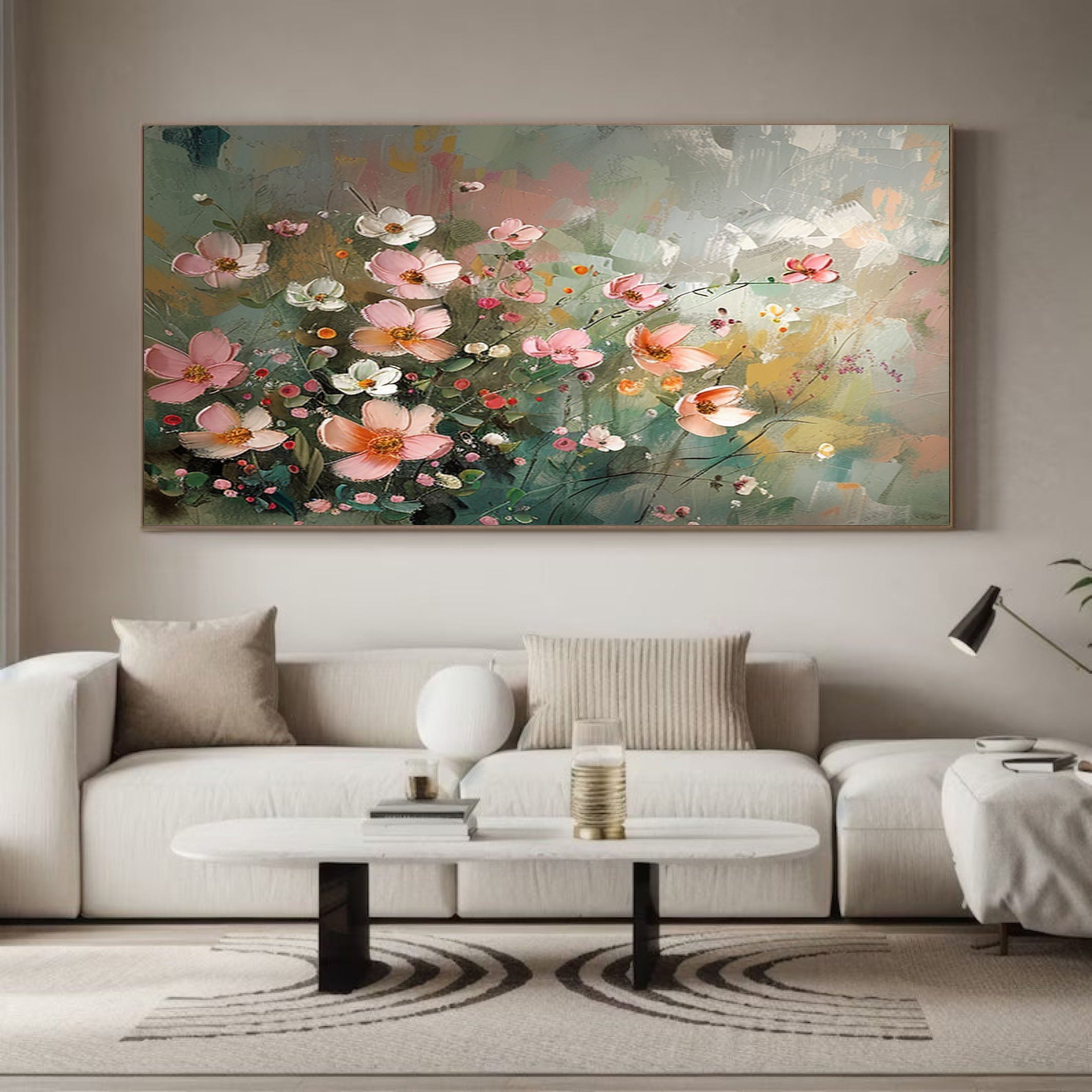 Summer Flowers Abstract Painting Bright Wall Decor #FT 012