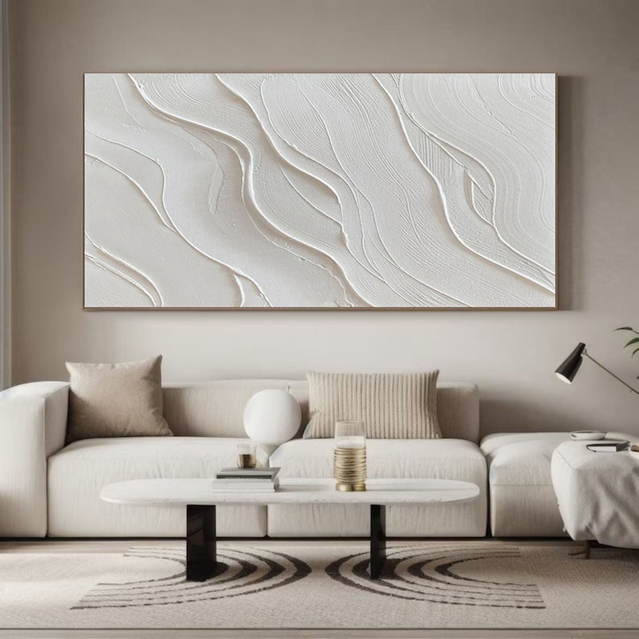 Elegant White Textured Wall Art Minimalist Abstract Canvas for Modern Decor #MMA 160