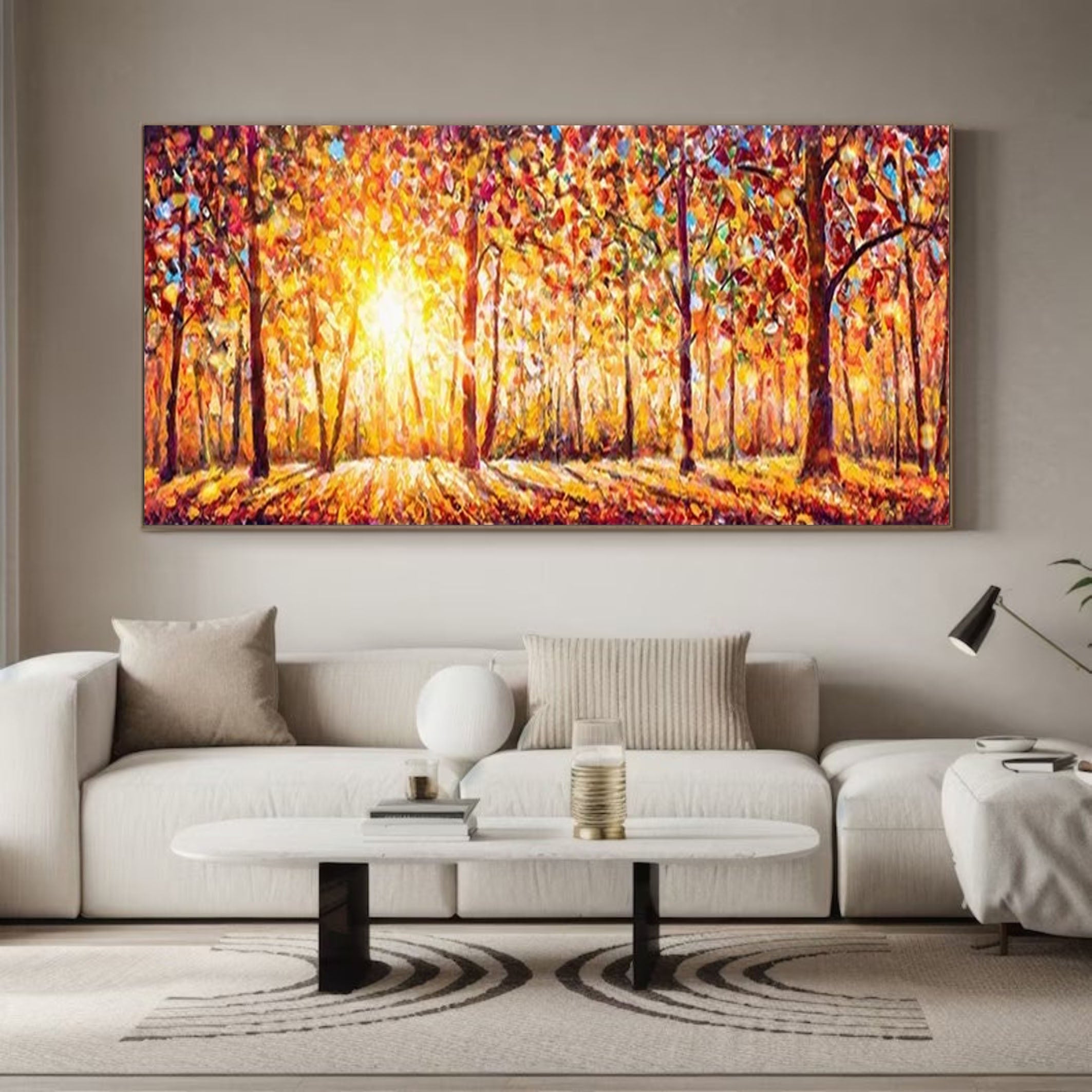 Autumn Whisper Large Colorful Forest Landscape Art #FT 041