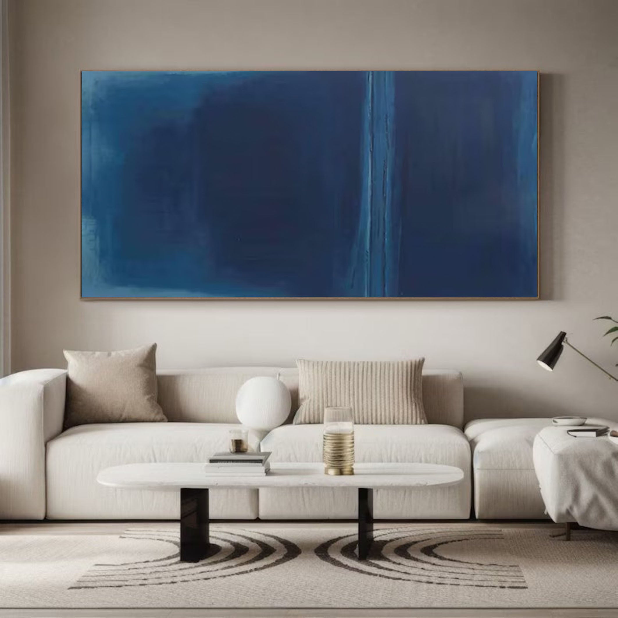 Mystic Depths Large Blue Abstract Canvas Art For Home Decor #AP 061