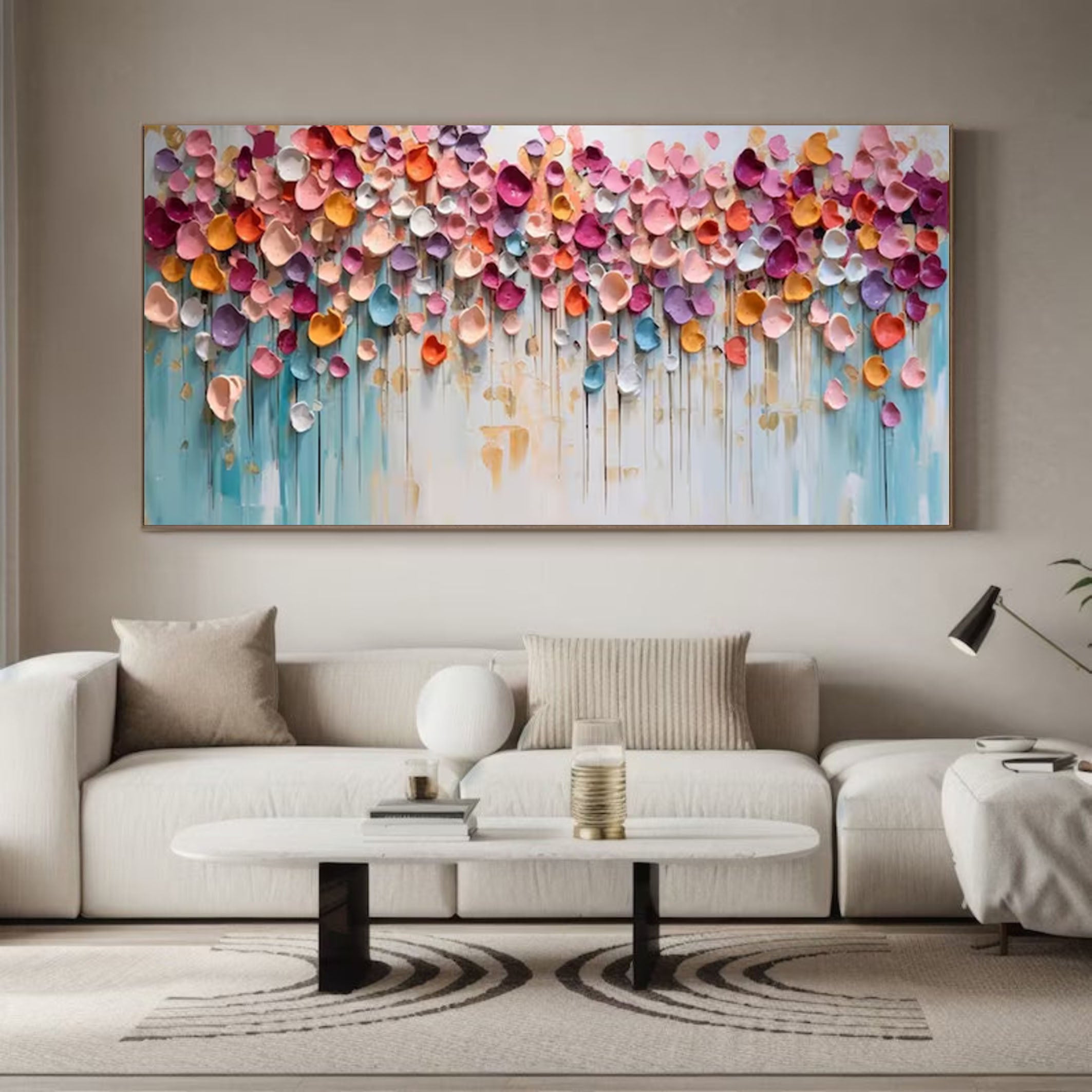 Vibrant Petal Abstract Wall Art Large Modern Floral Canvas #FT 056