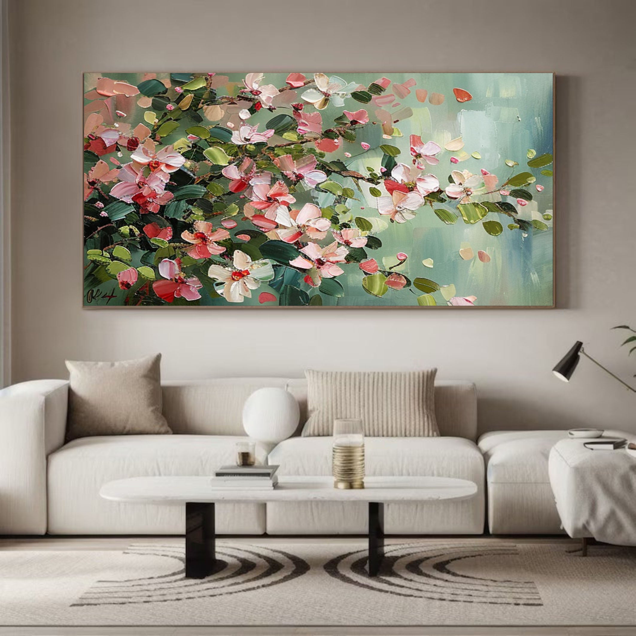 Summer Flowers Abstract Painting Bright Wall Decor #FT 010