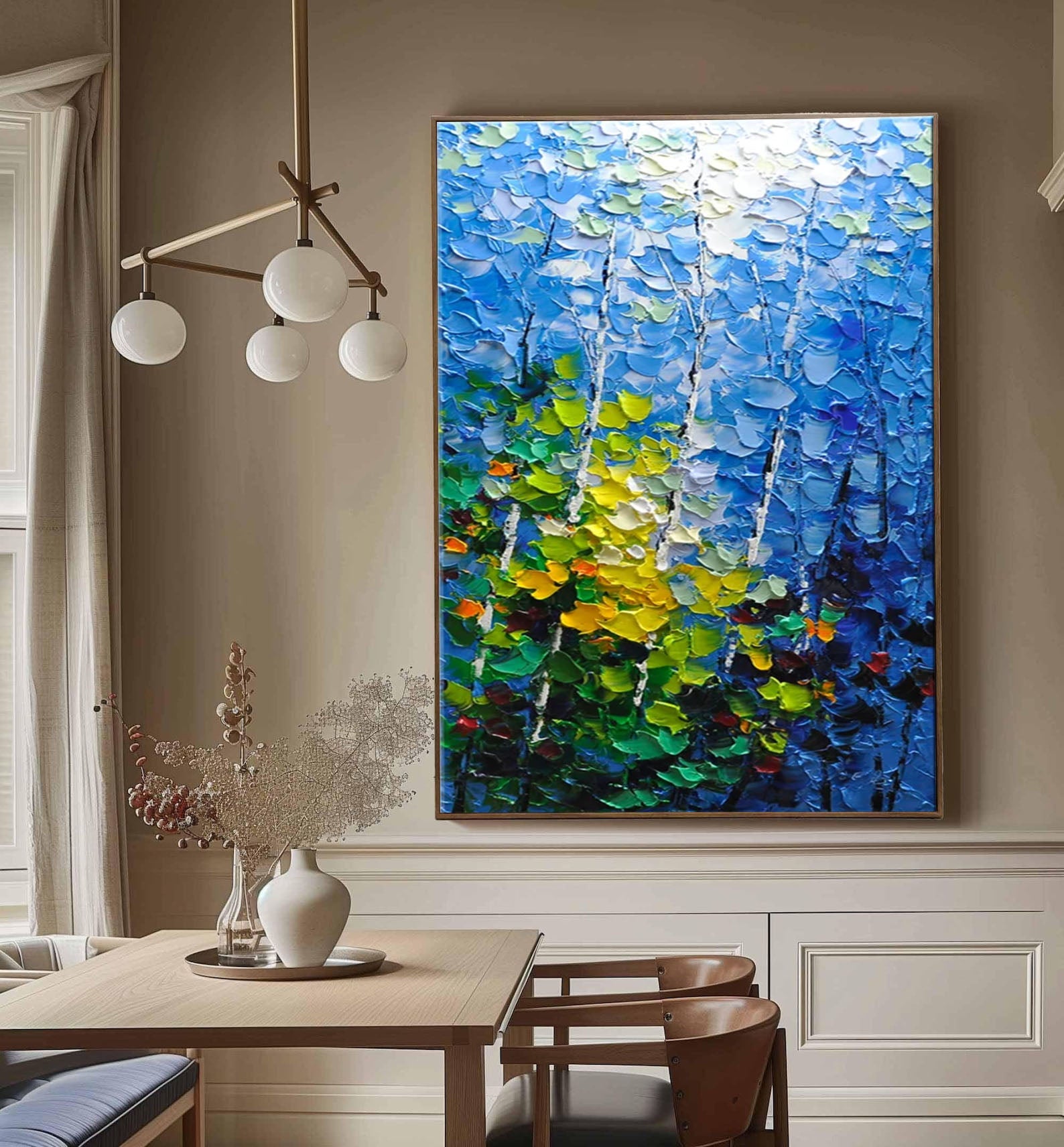 Seasonal Whispers Colorful Leaf Abstract Painting For Home Decor #FT 050