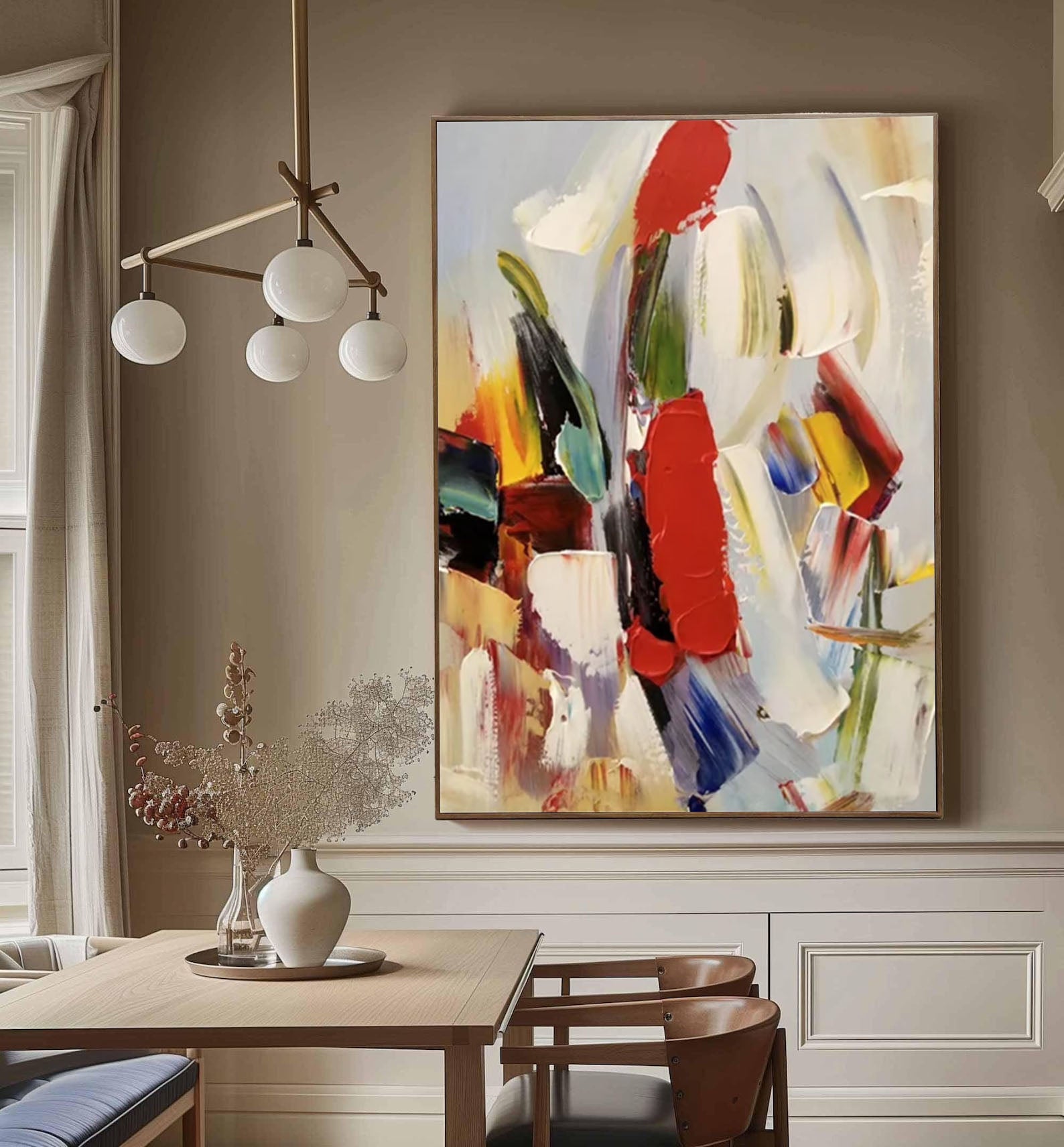 Vibrant Strokes Bold Abstract Oil Painting for Modern Decor #AP 034