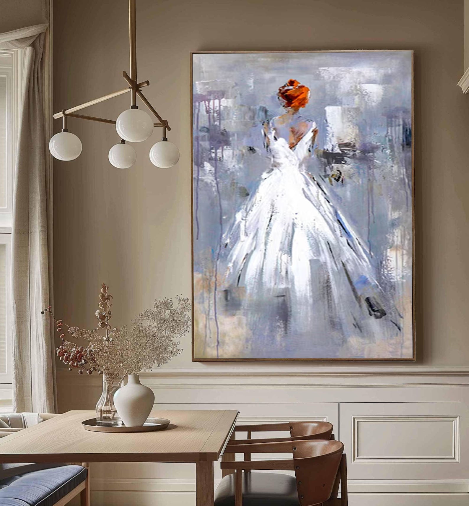 Abstract Wedding Dress Painting Modern Hand-Painted Wall Art #APP 015