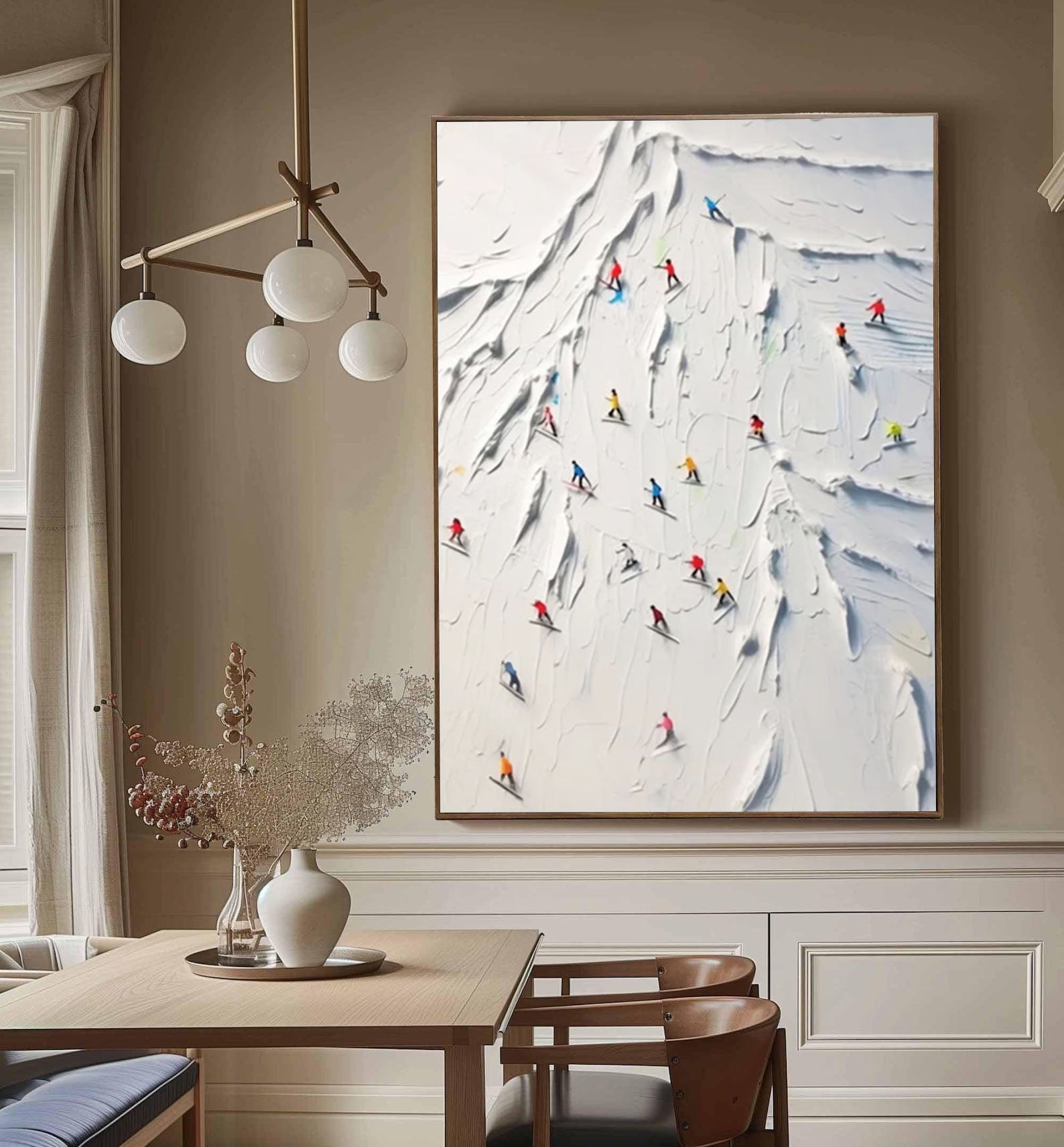 Winter Ascent Dynamic Skier Mountain Canvas Art #ASP 003