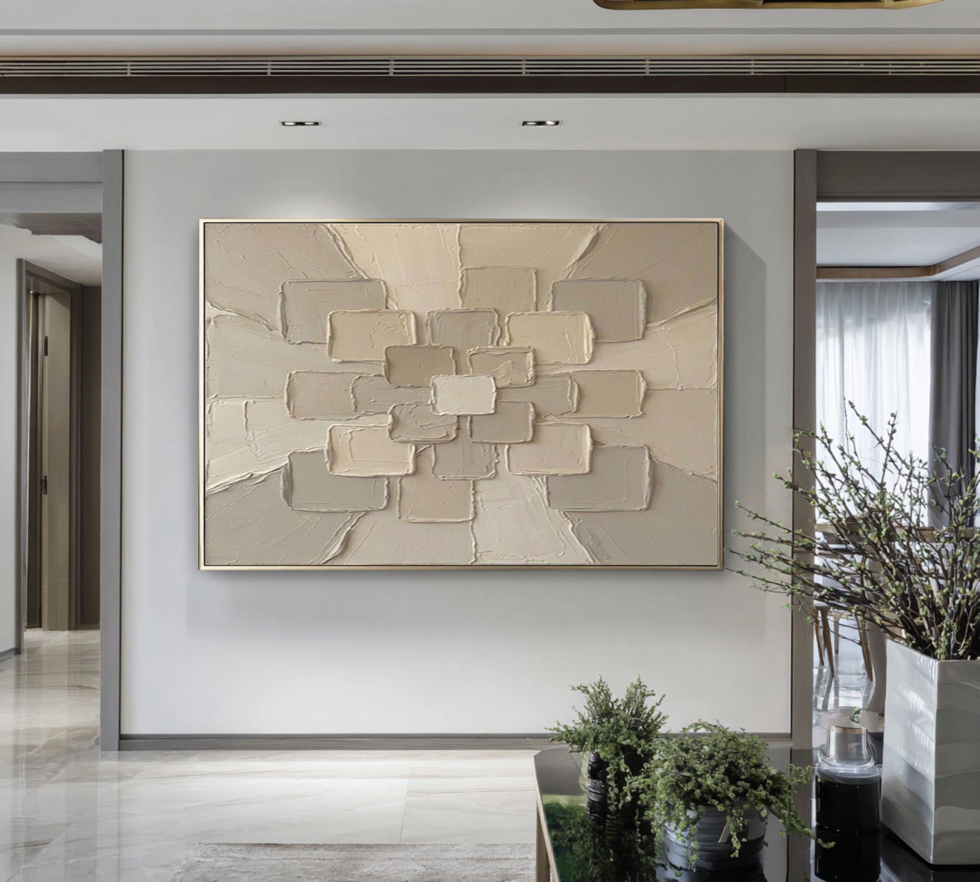 Large Sculptural Texture Wall Art Hand Painted Modern Canvas | KeiraArt