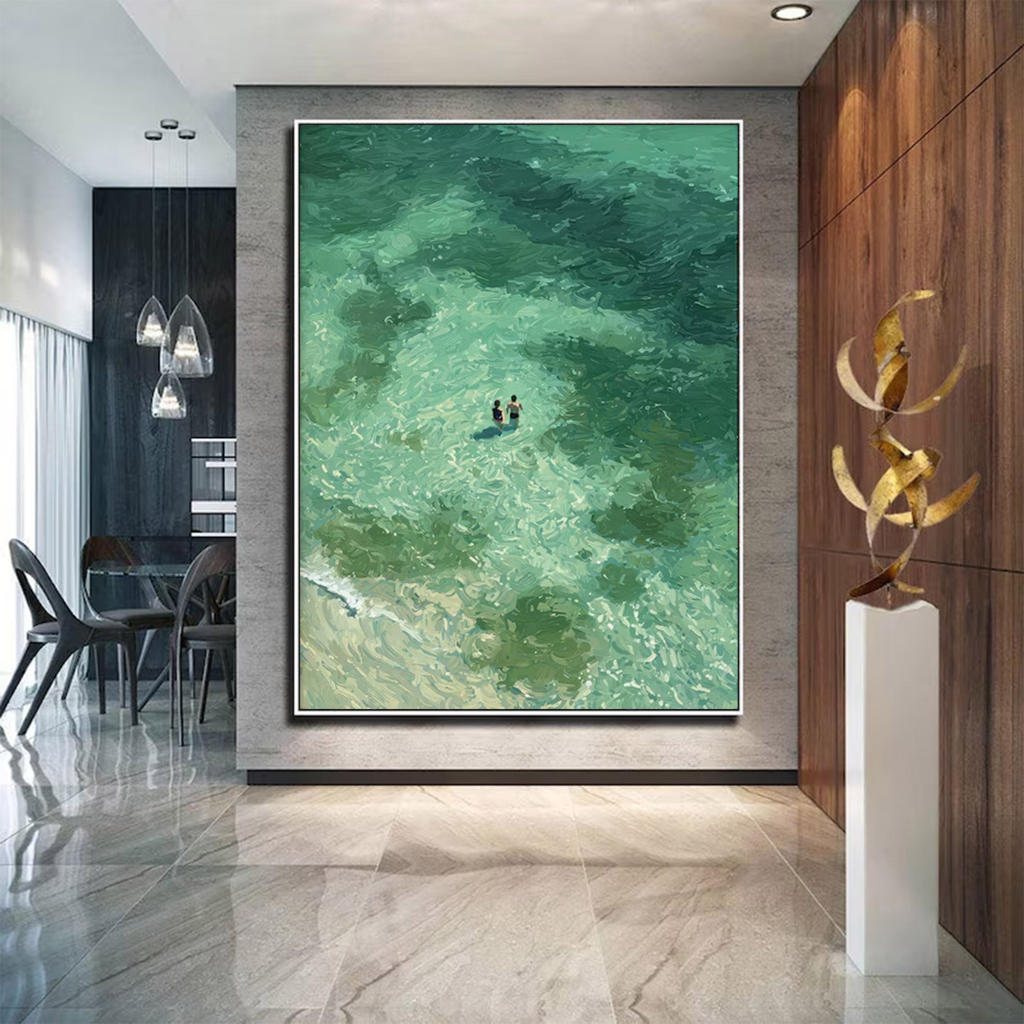 Large Green Abstract Seascape | KeiraArt #AG 144