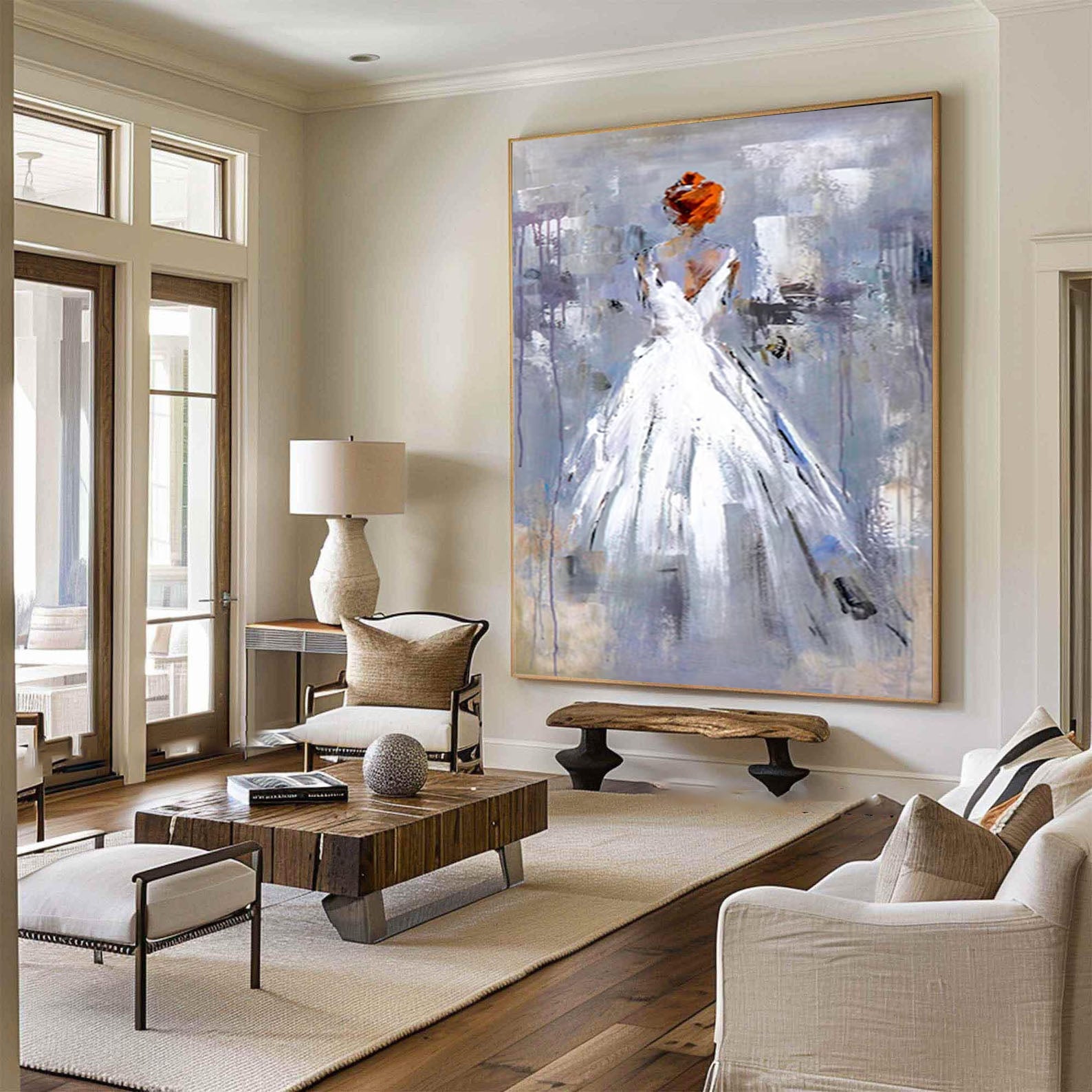 Abstract Wedding Dress Painting Modern Hand-Painted Wall Art #APP 015