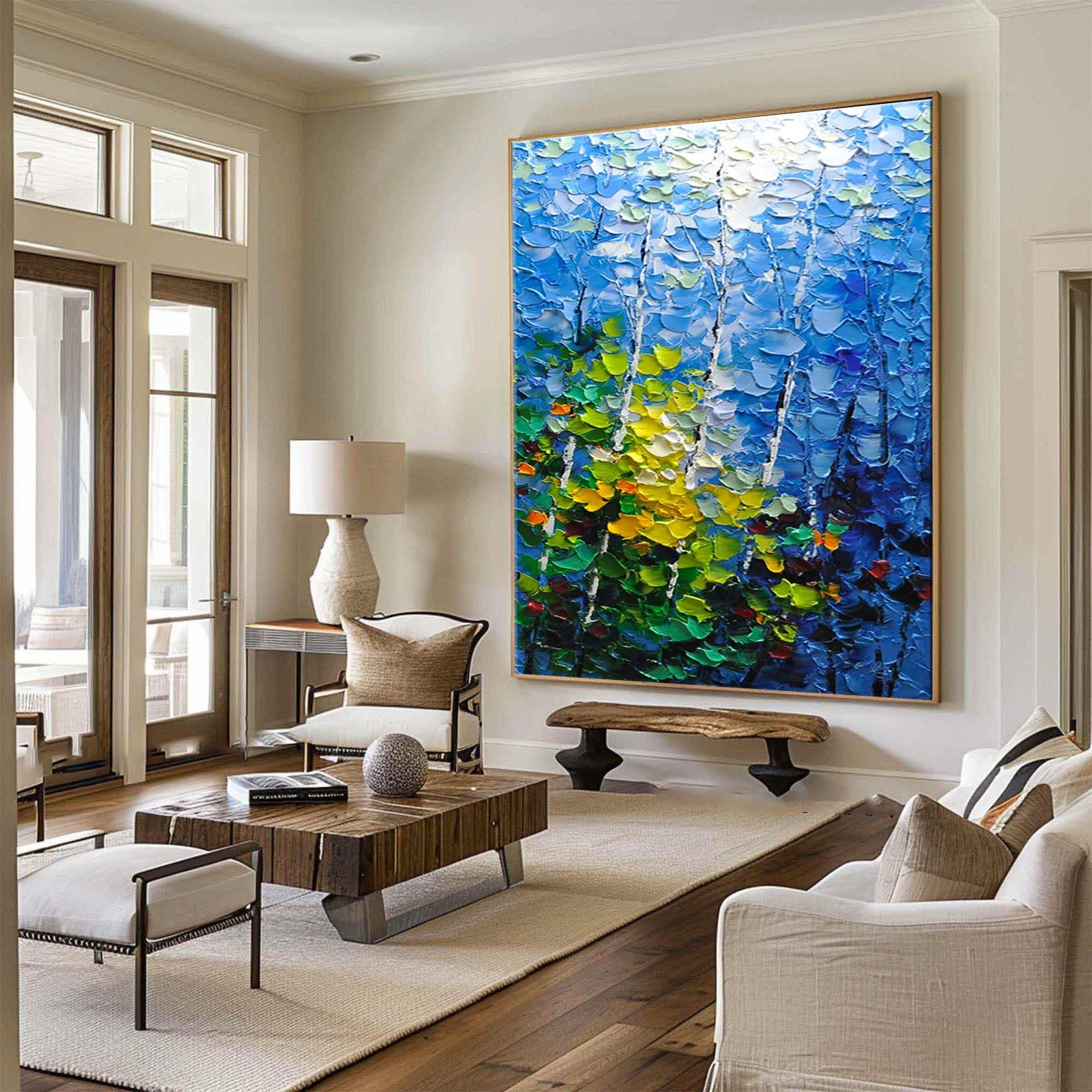 Seasonal Whispers Colorful Leaf Abstract Painting For Home Decor #FT 050