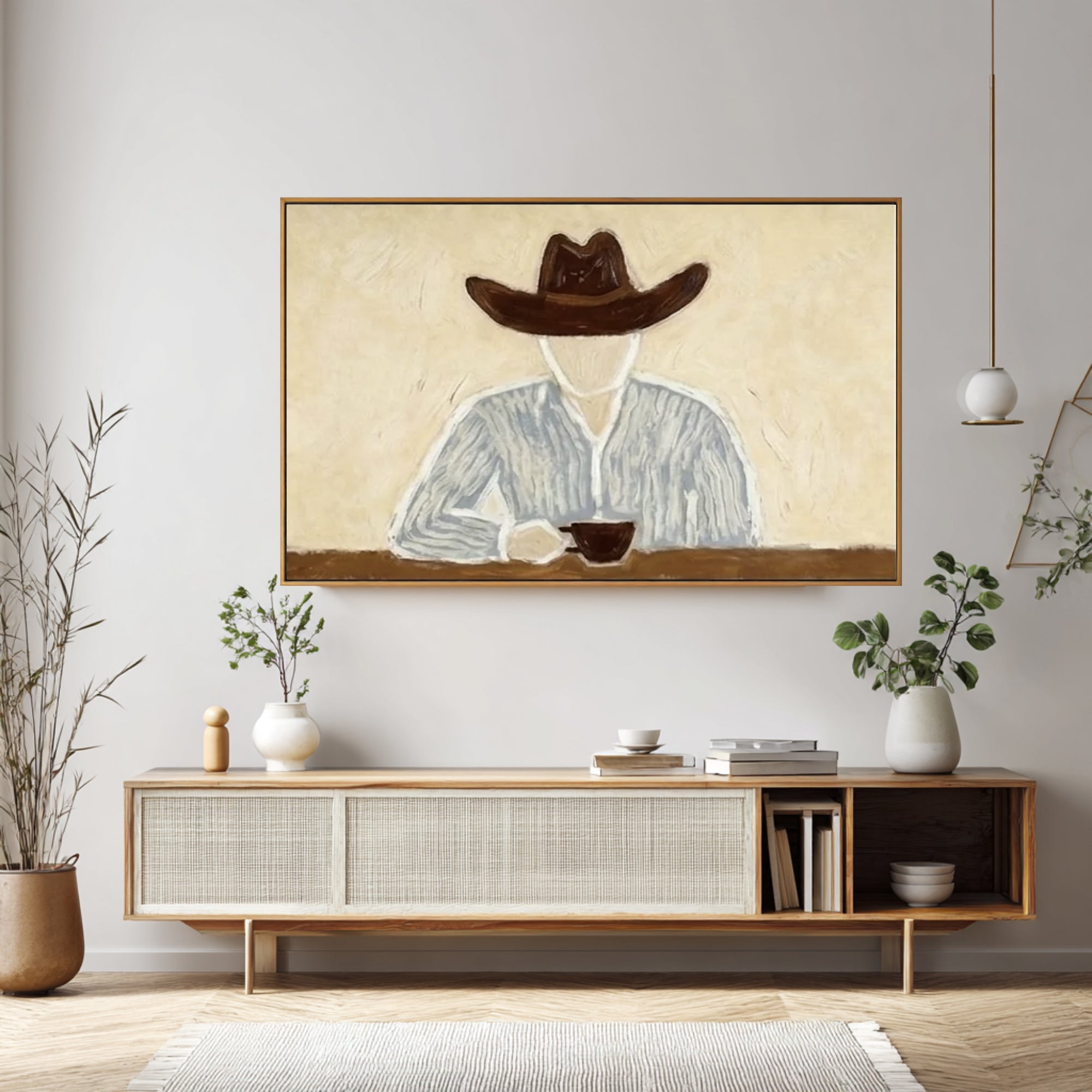 Gallery Style Western Portrait Contemporary Neutral Painting | KeiraArt 
