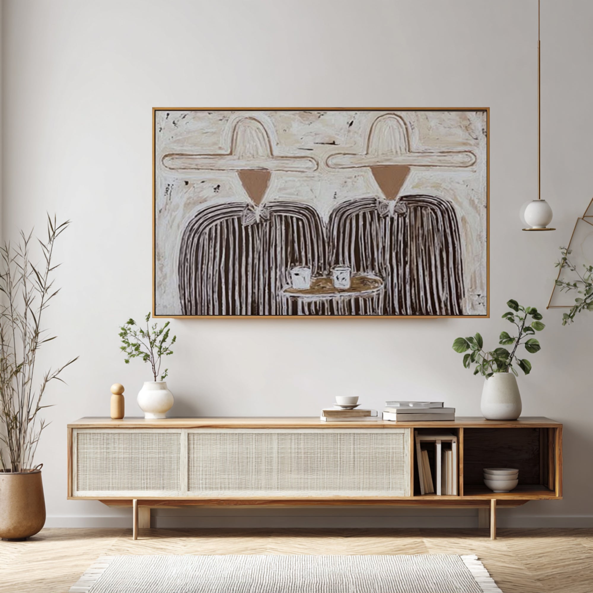Modern Coffee Time Artwork Minimalist Couple Canvas Painting | KeiraArt  
