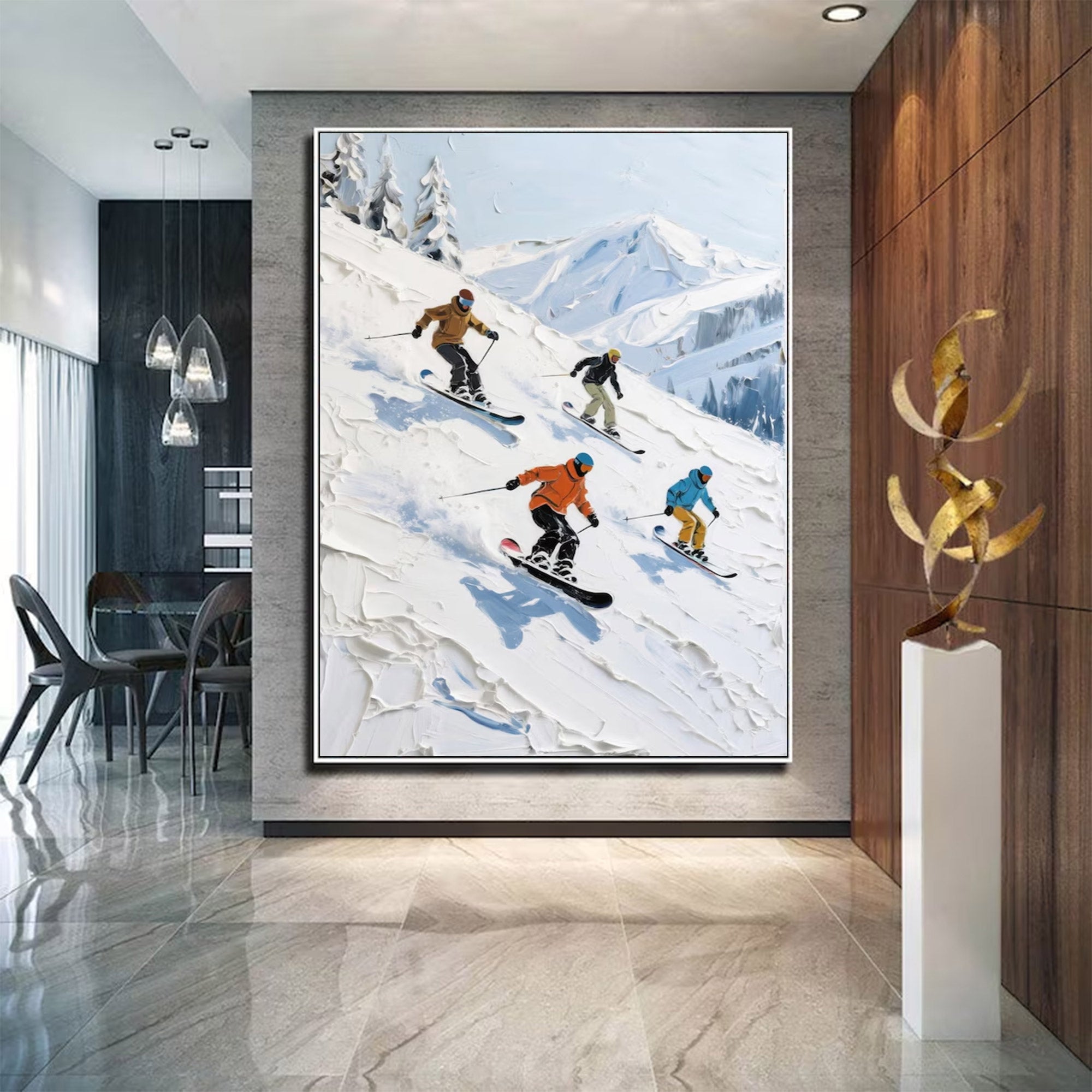 Large Abstract Skiing Painting | KeiraArt #AG 145