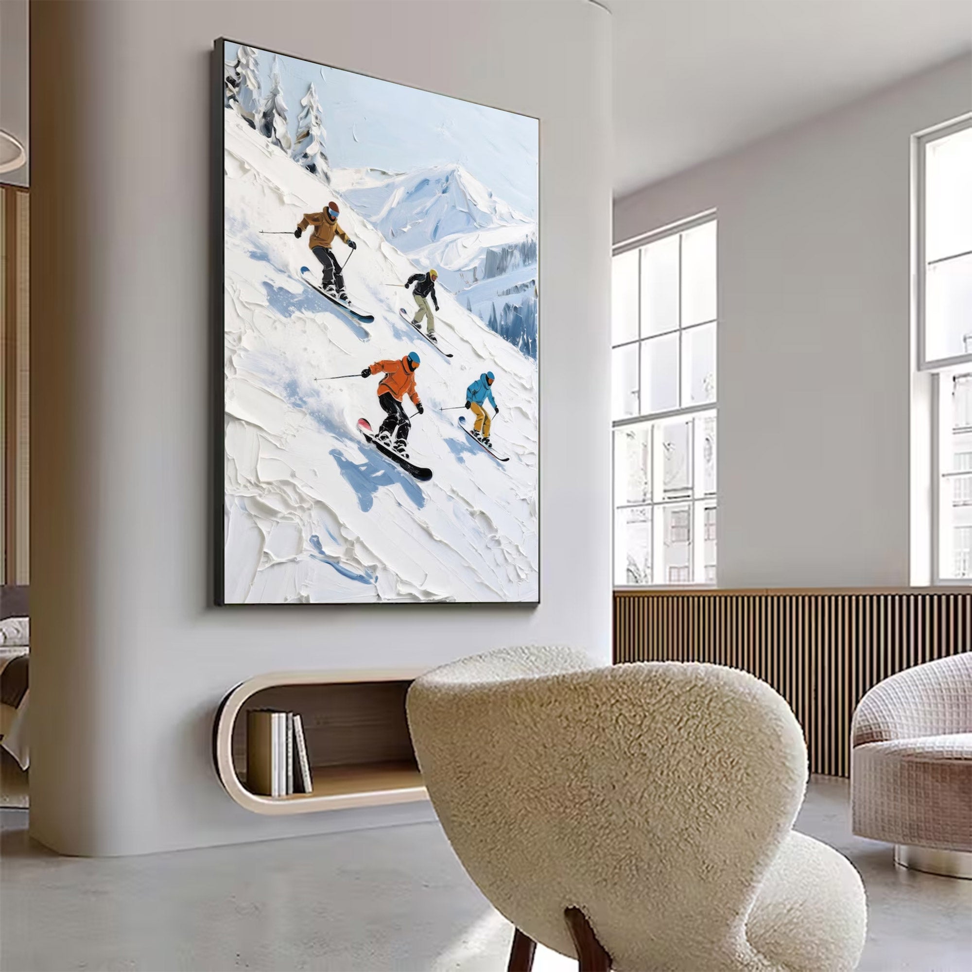 Large Abstract Skiing Painting | KeiraArt #AG 145